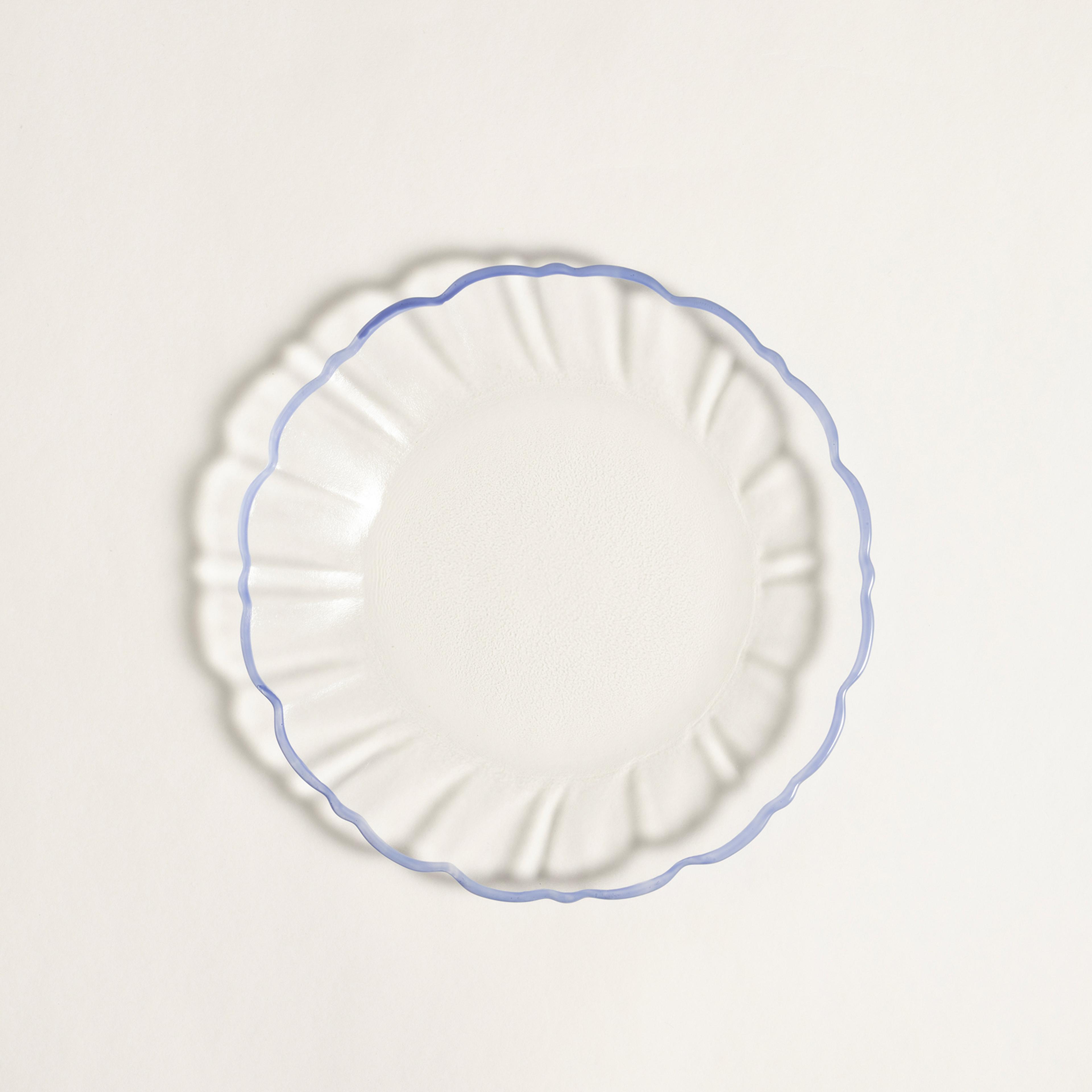 Balat Cam Pasta Tabağı 21x21x2 Cm Şeffaf - Mavi