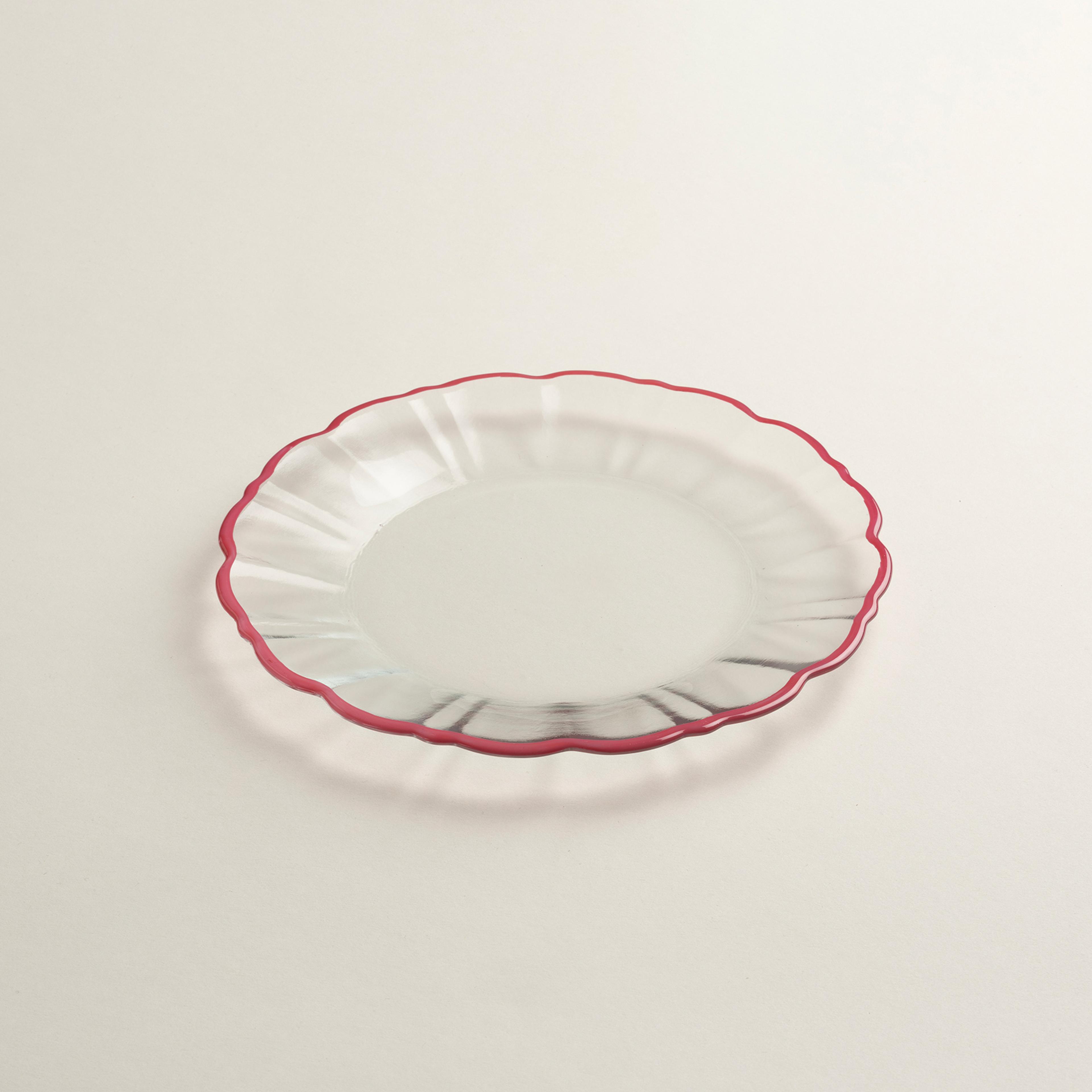 Balat Cam Pasta Tabağı 21x21x2 Cm Şeffaf - Fuşya