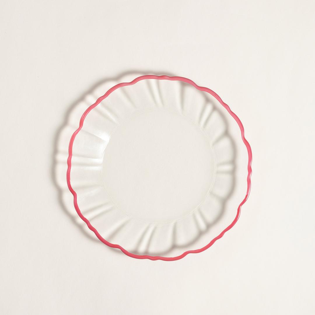 Balat Cam Pasta Tabağı 21x21x2 Cm Şeffaf - Fuşya