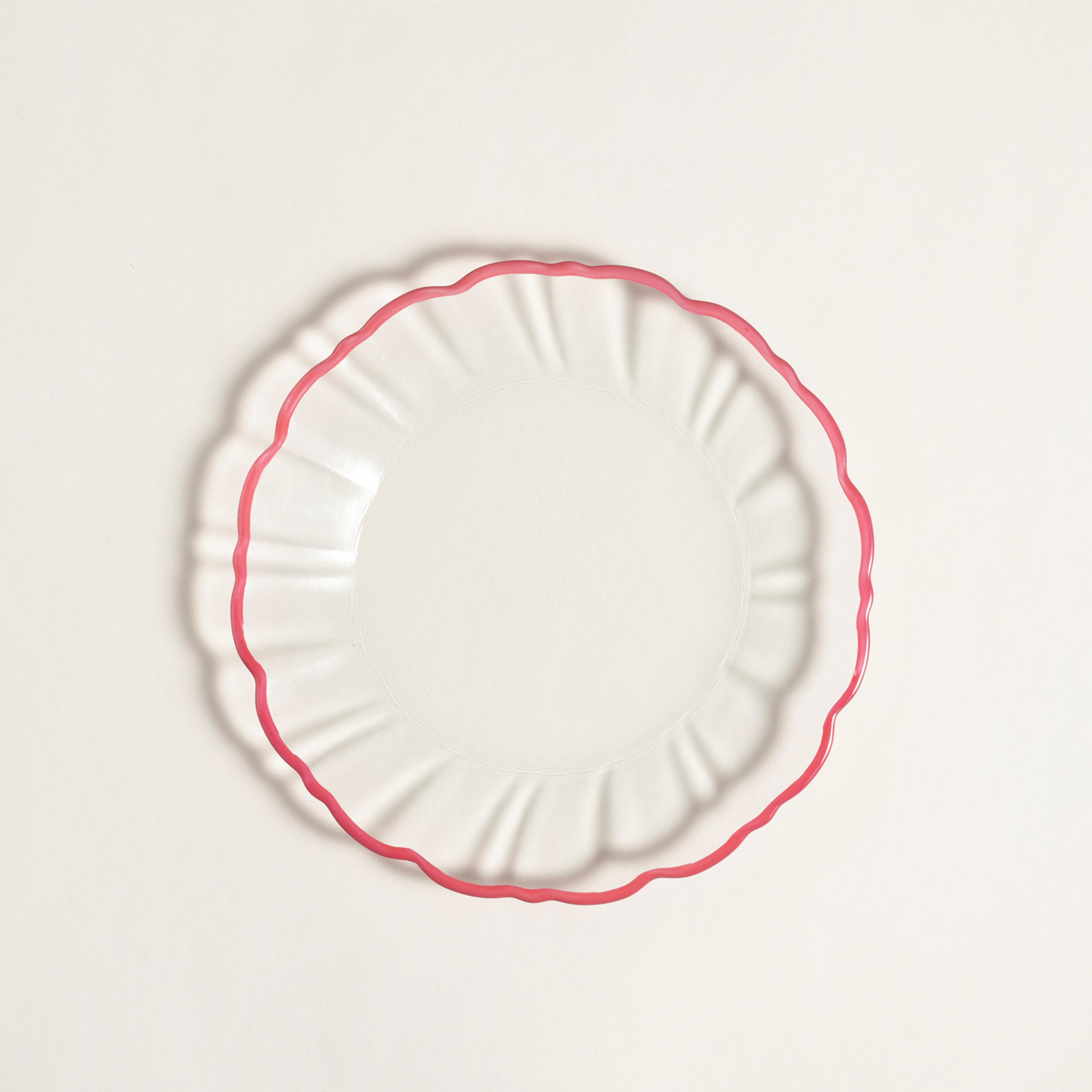 Balat Cam Pasta Tabağı 21x21x2 Cm Şeffaf - Fuşya