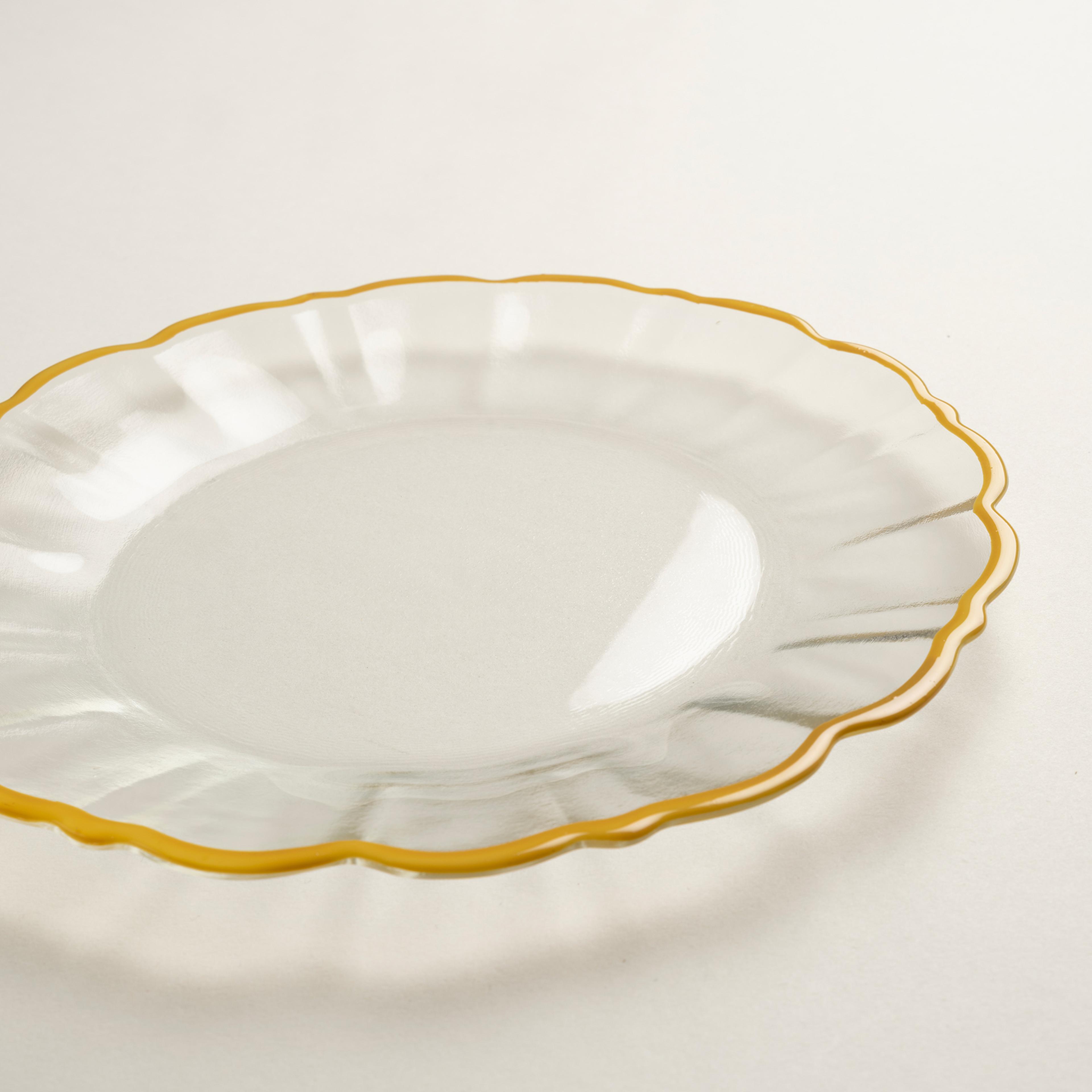 Balat Cam Pasta Tabağı 21x21x2 Cm Şeffaf - Sarı