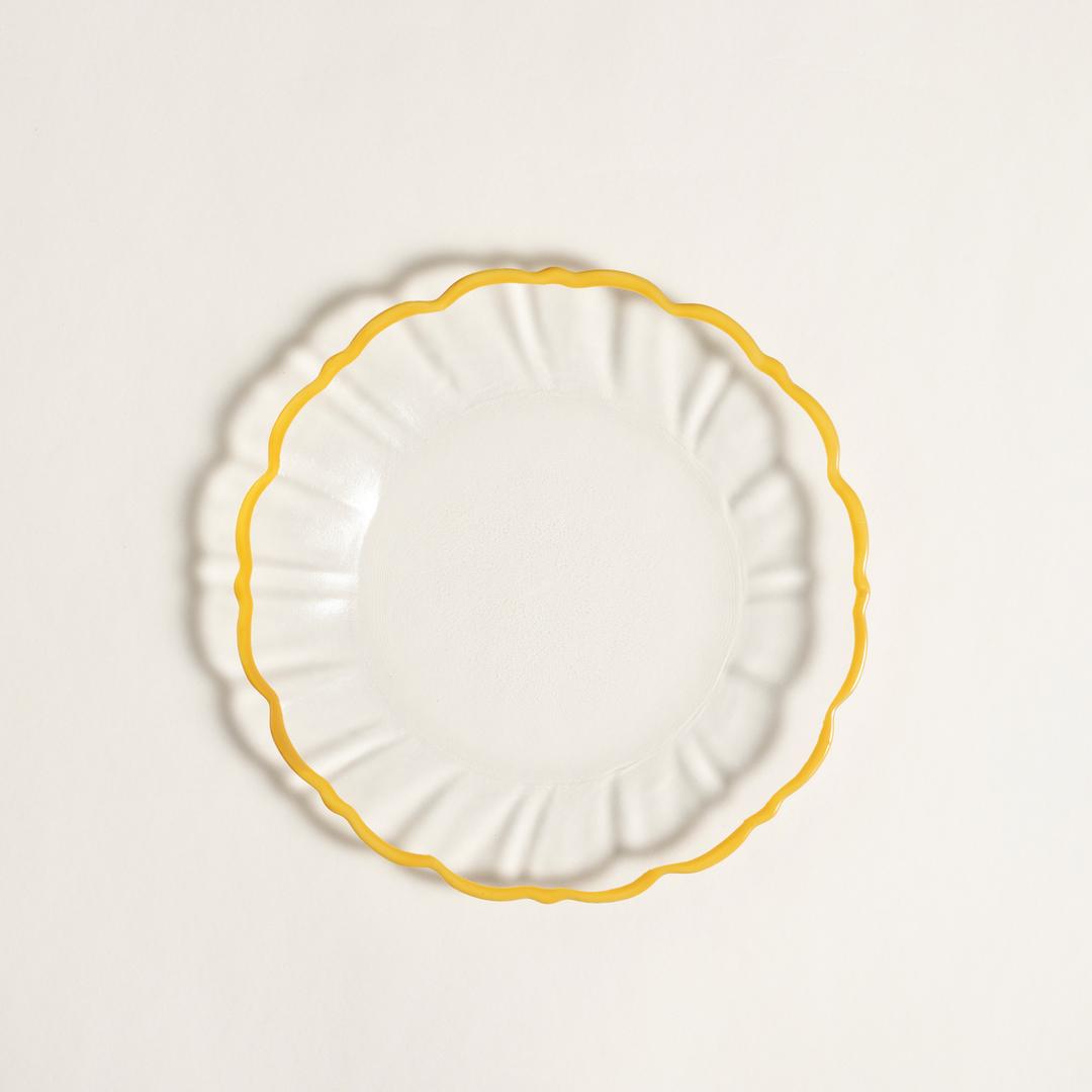 Balat Cam Pasta Tabağı 21x21x2 Cm Şeffaf - Sarı