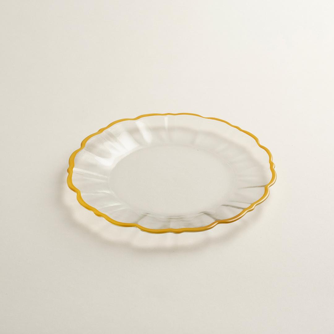 Balat Cam Pasta Tabağı 21x21x2 Cm Şeffaf - Sarı