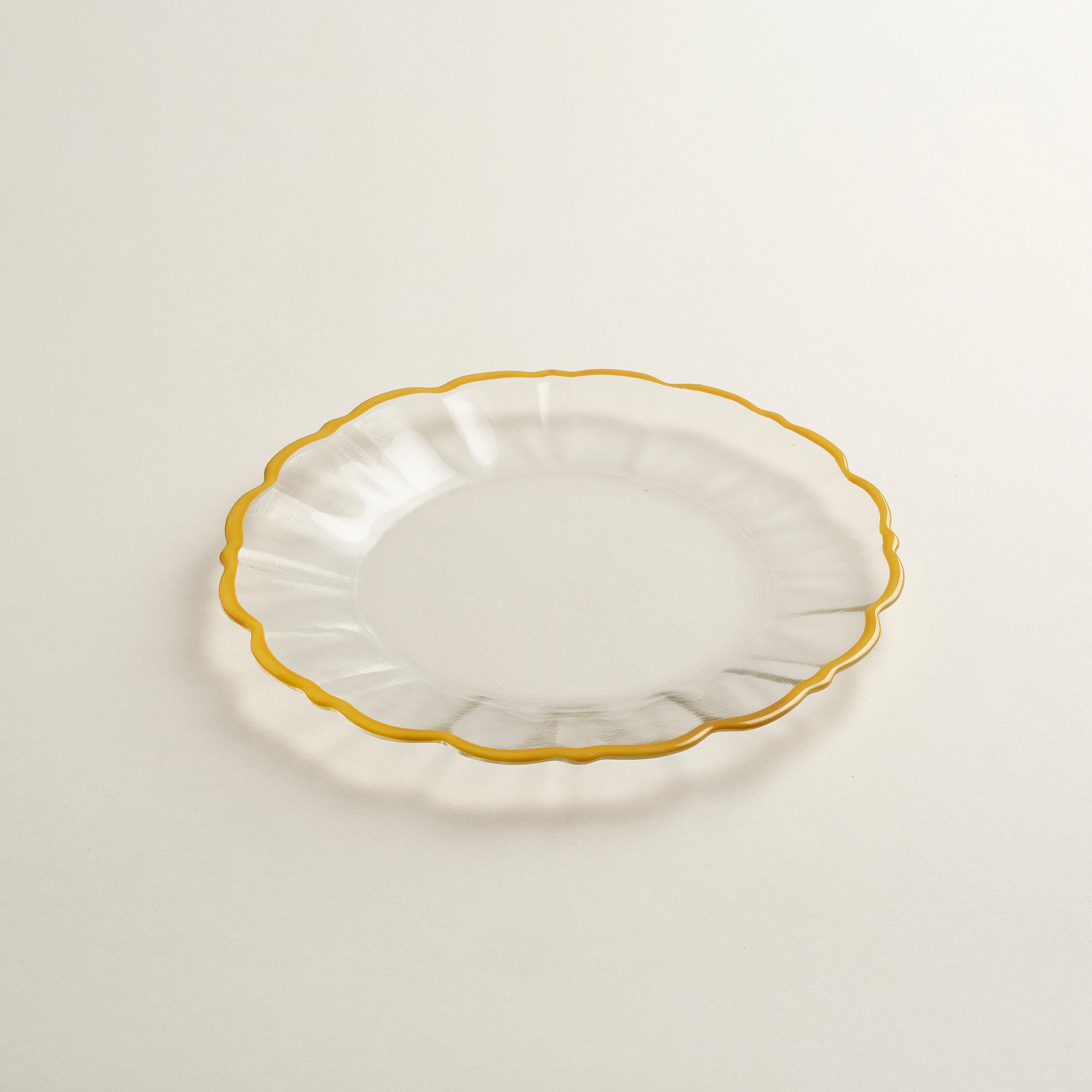 Balat Cam Pasta Tabağı 21x21x2 Cm Şeffaf - Sarı