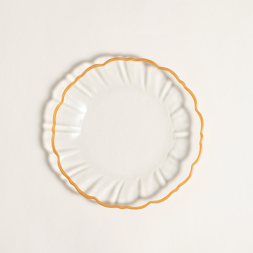 Balat Cam Pasta Tabağı 21x21x2 Cm Şeffaf - Turuncu