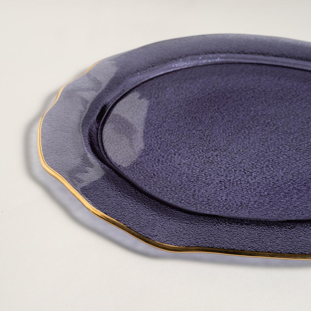 Balat Cam Supla 33x33x2,5 Cm Lacıvert - Altın