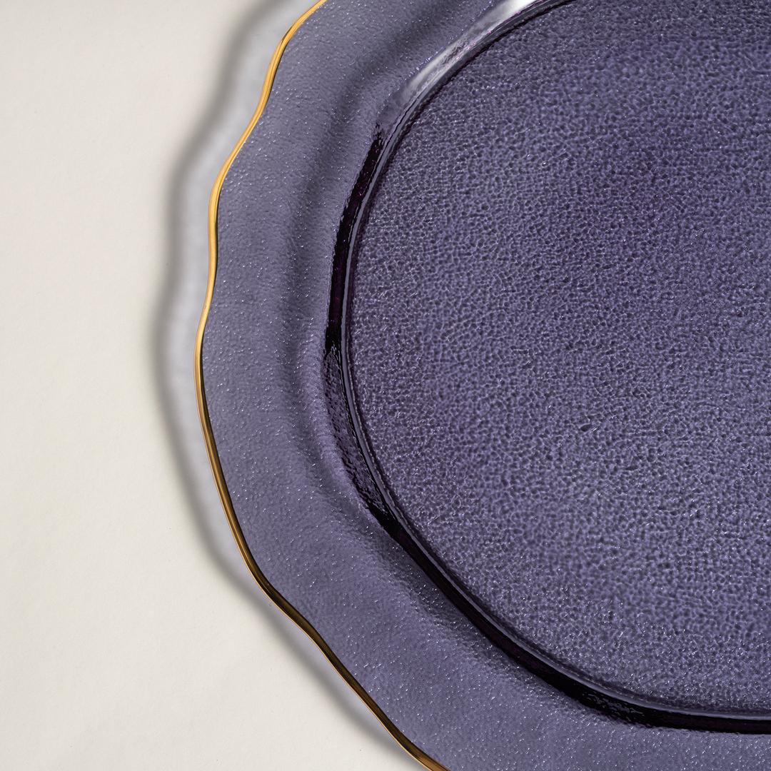 Balat Cam Supla 33x33x2,5 Cm Lacıvert - Altın