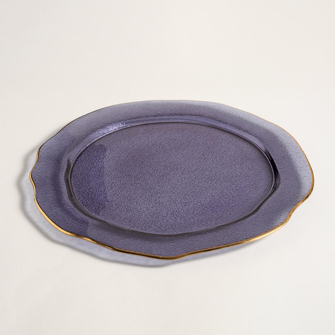 Balat Cam Supla 33x33x2,5 Cm Lacıvert - Altın