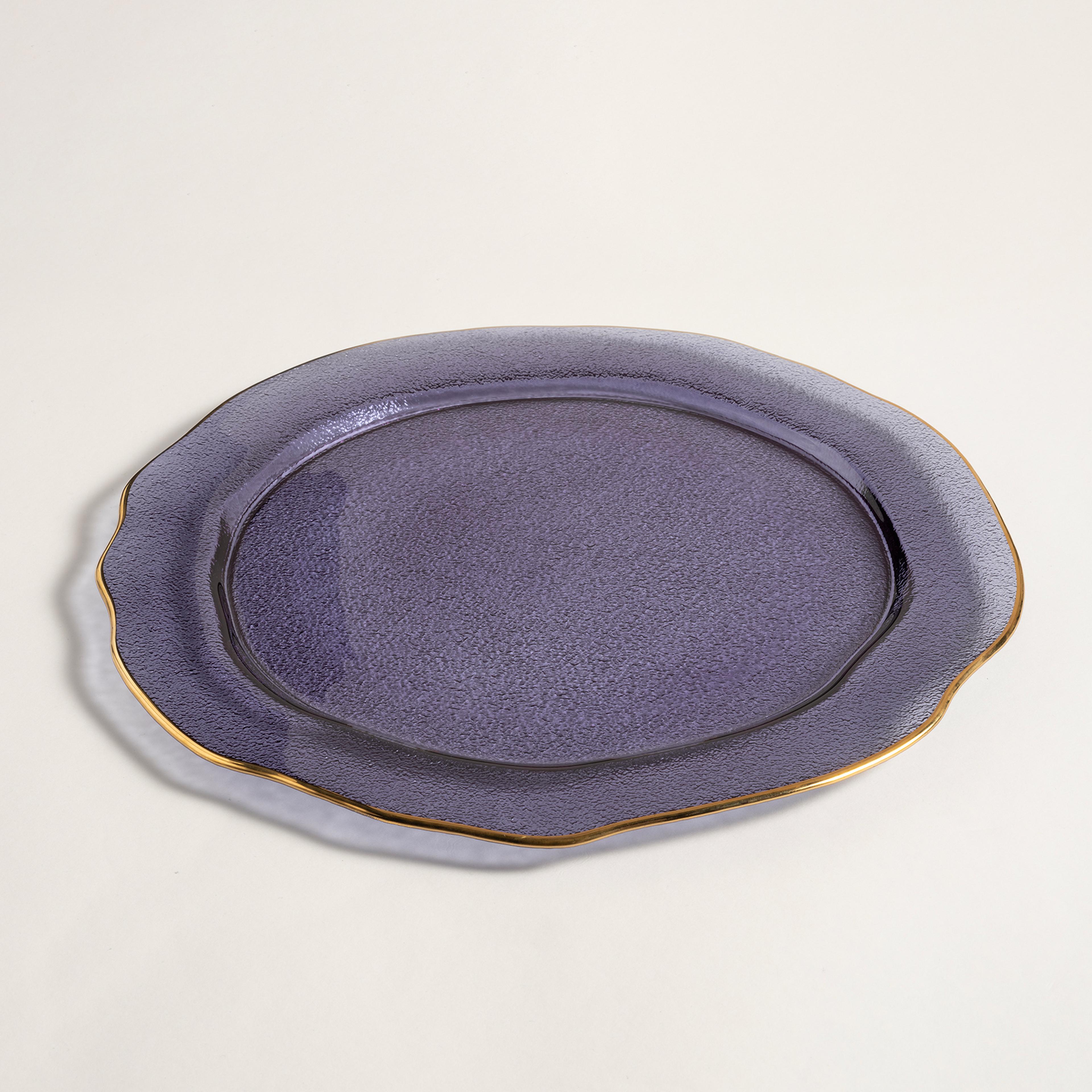 Balat Cam Supla 33x33x2,5 Cm Lacıvert - Altın