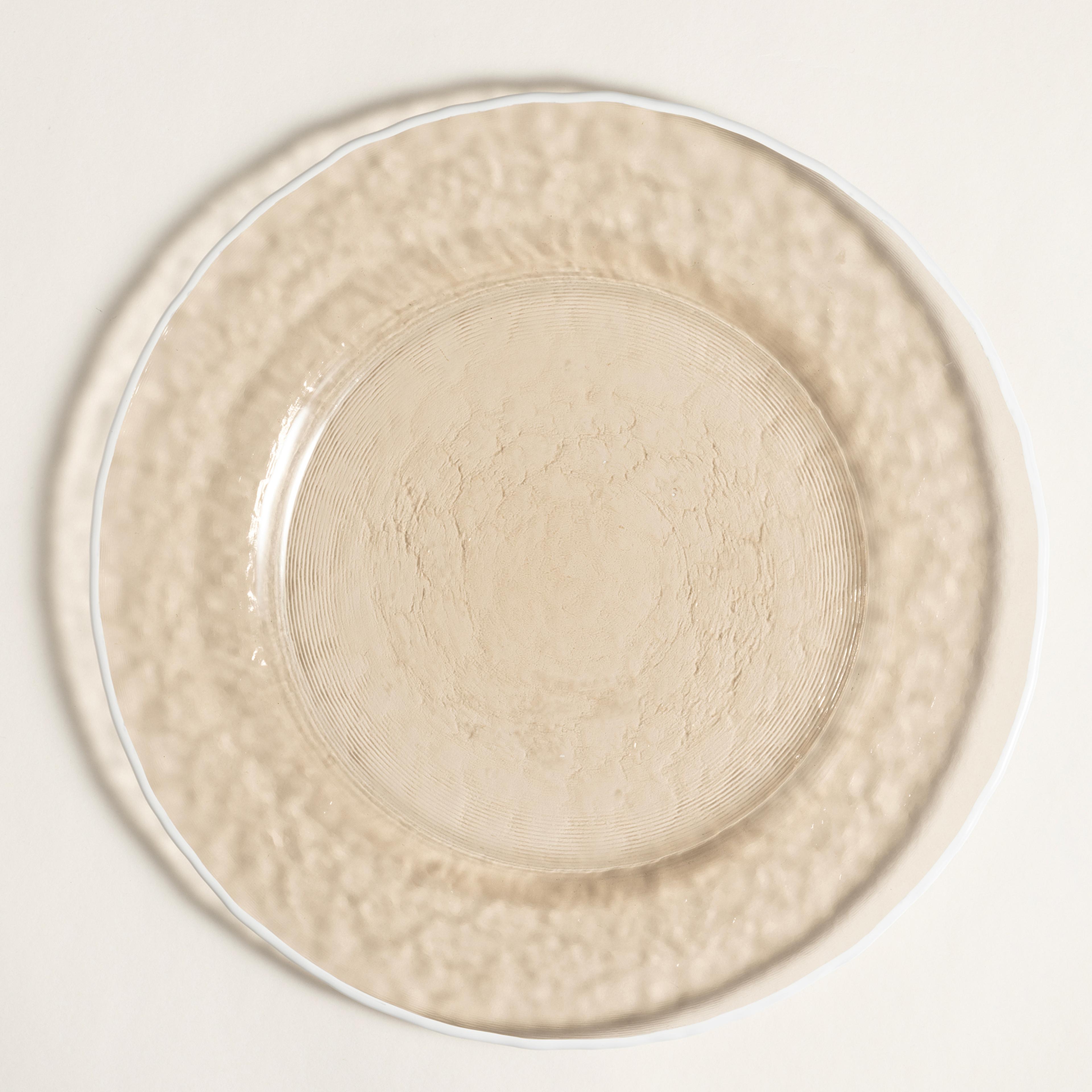 Balat Cam Supla 33x33x2,5 Cm Beyaz - Bej