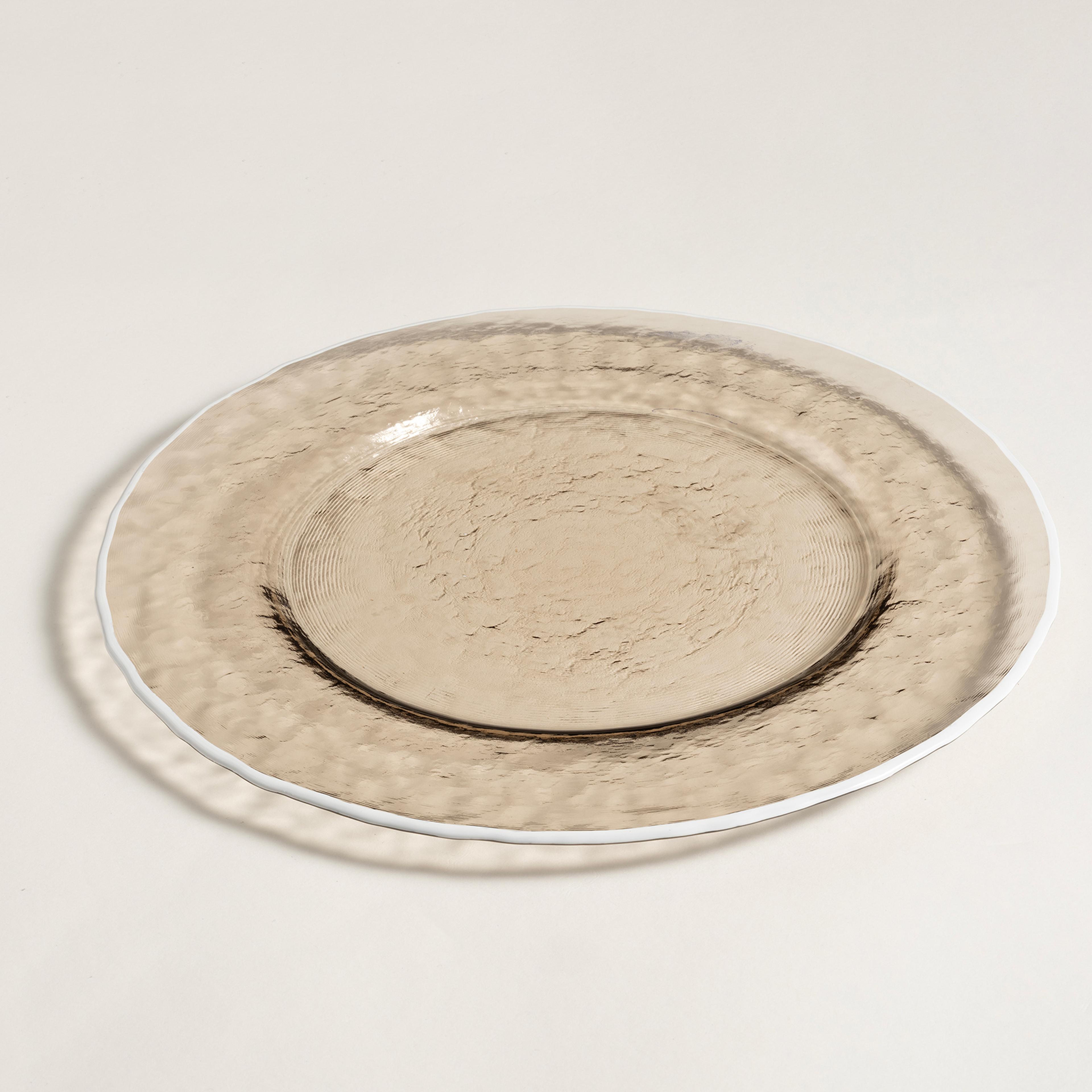 Balat Cam Supla 33x33x2,5 Cm Beyaz - Bej