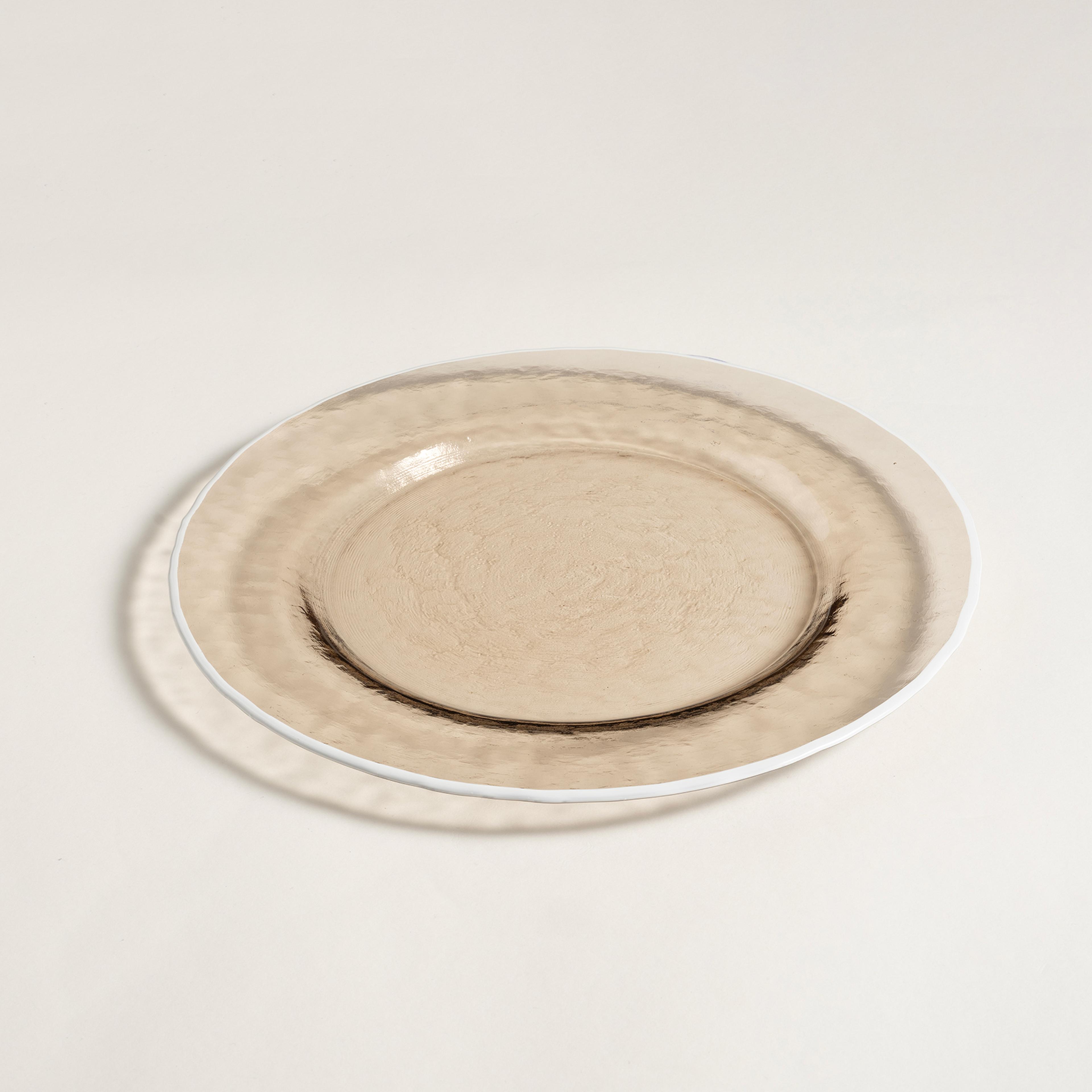 Balat Cam Servis Tabağı 28x28x2,2 Cm Beyaz - Bej