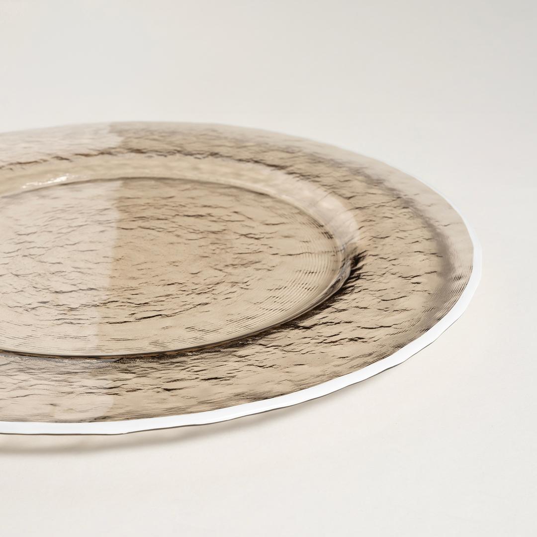 Balat Cam Servis Tabağı 28x28x2,2 Cm Beyaz - Bej