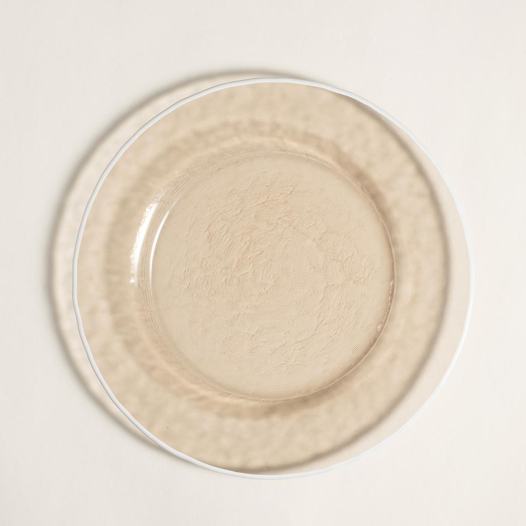 Balat Cam Servis Tabağı 28x28x2,2 Cm Beyaz - Bej