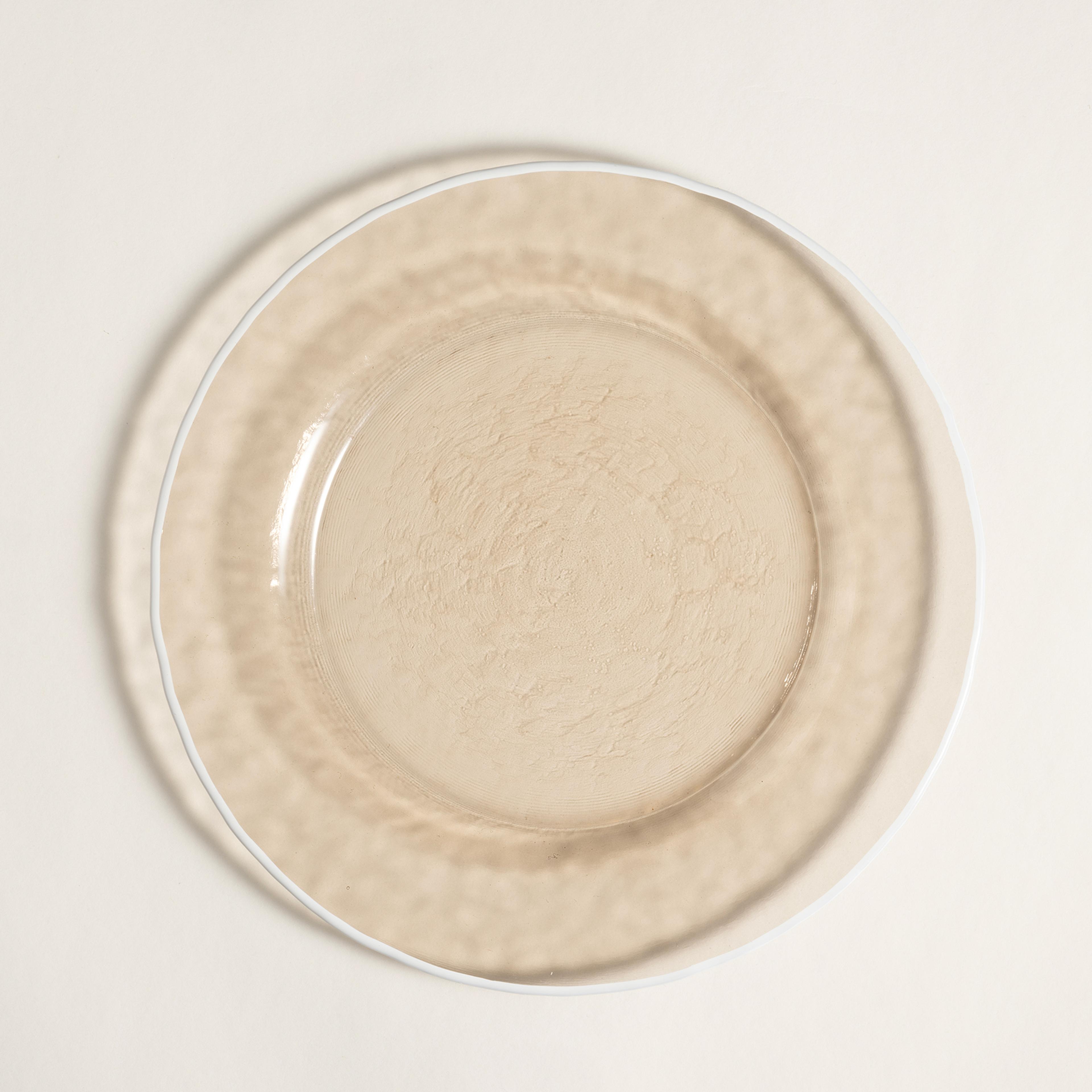 Balat Cam Servis Tabağı 28x28x2,2 Cm Beyaz - Bej