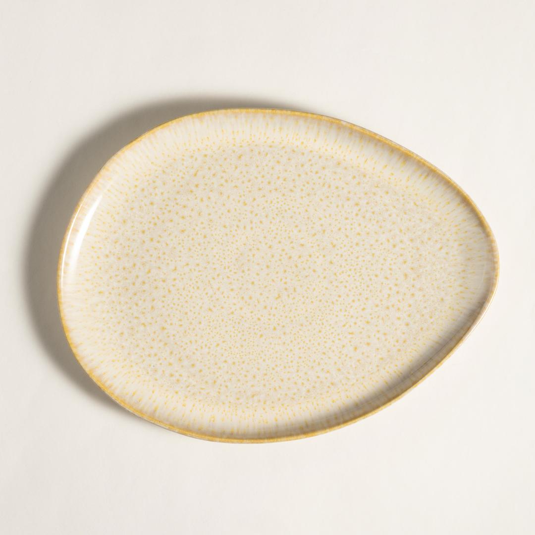 Fonte Stoneware Yemek Tabağı 31x24x3 Cm Sarı