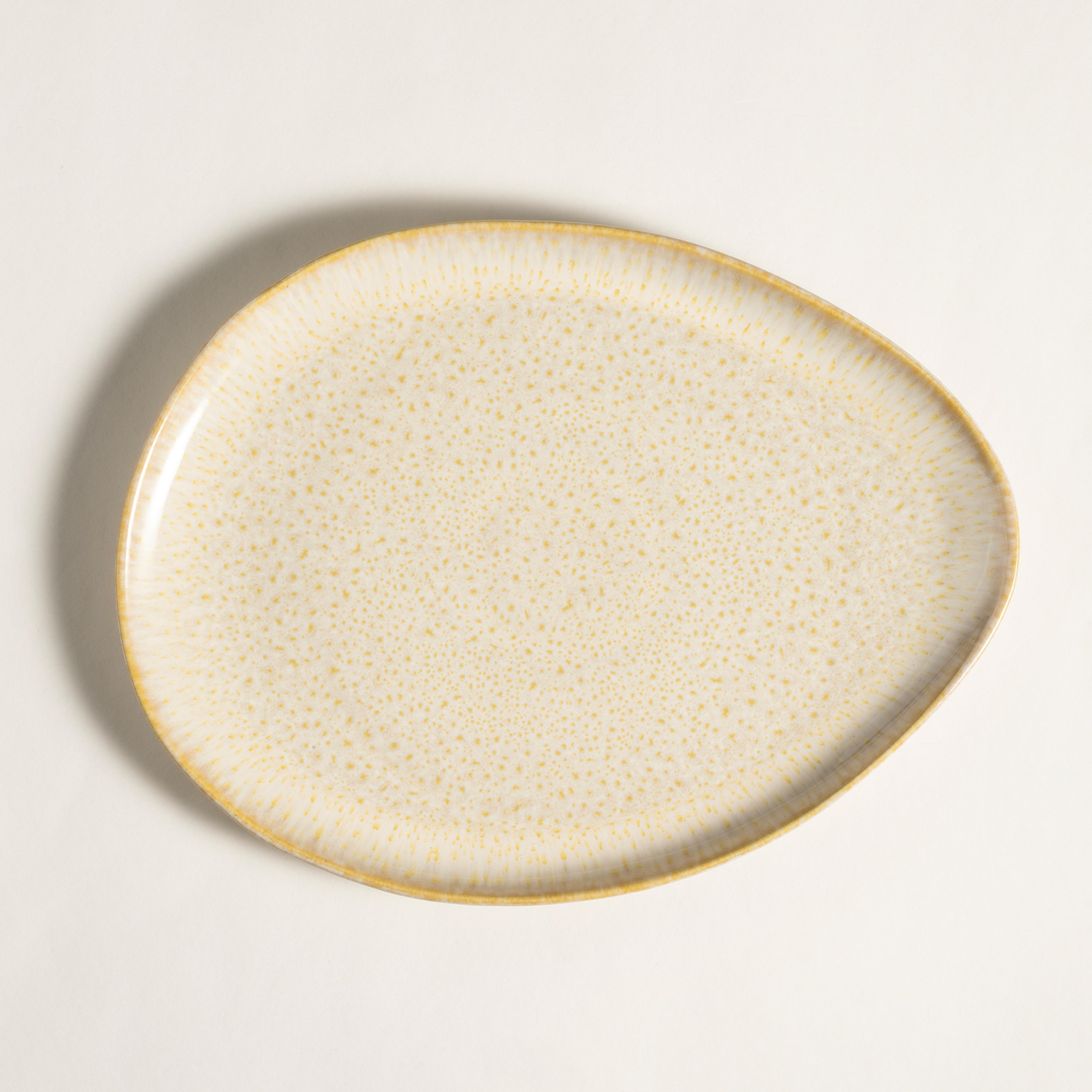 Fonte Stoneware Yemek Tabağı 31x24x3 Cm Sarı