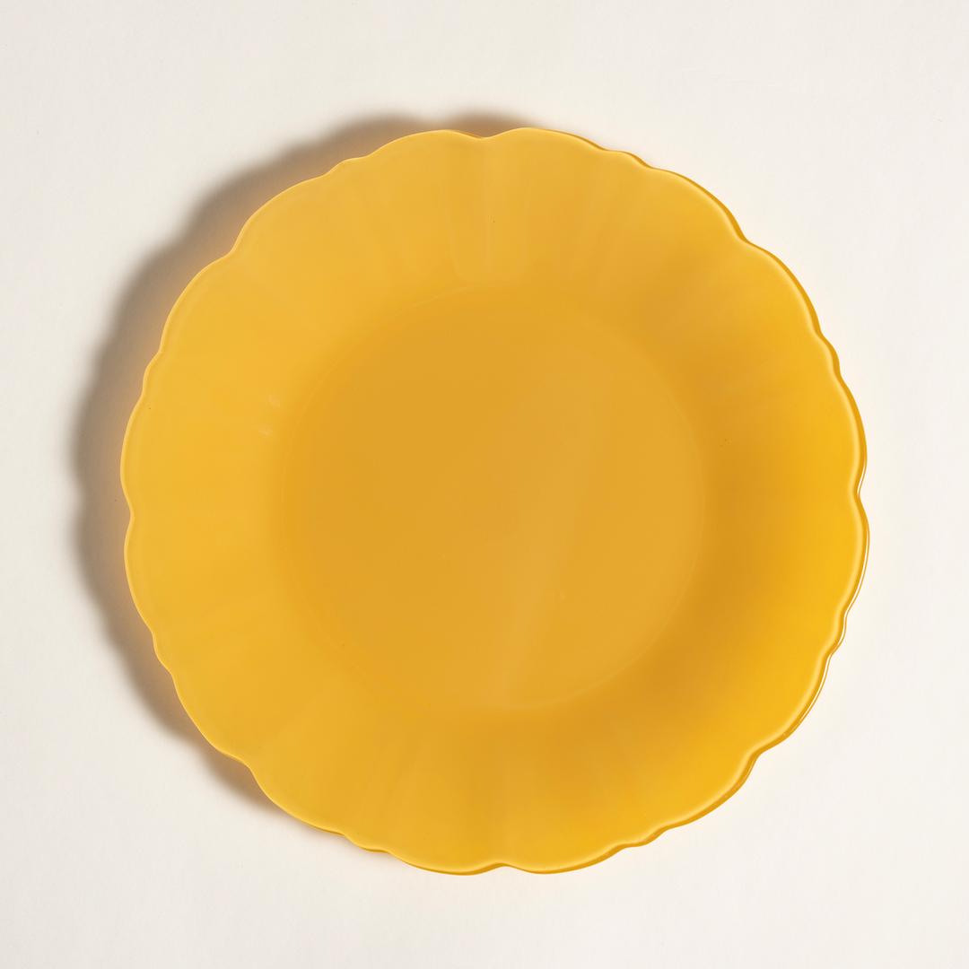 Balat Cam Servis Tabağı 28x28x2,2 Cm Sarı