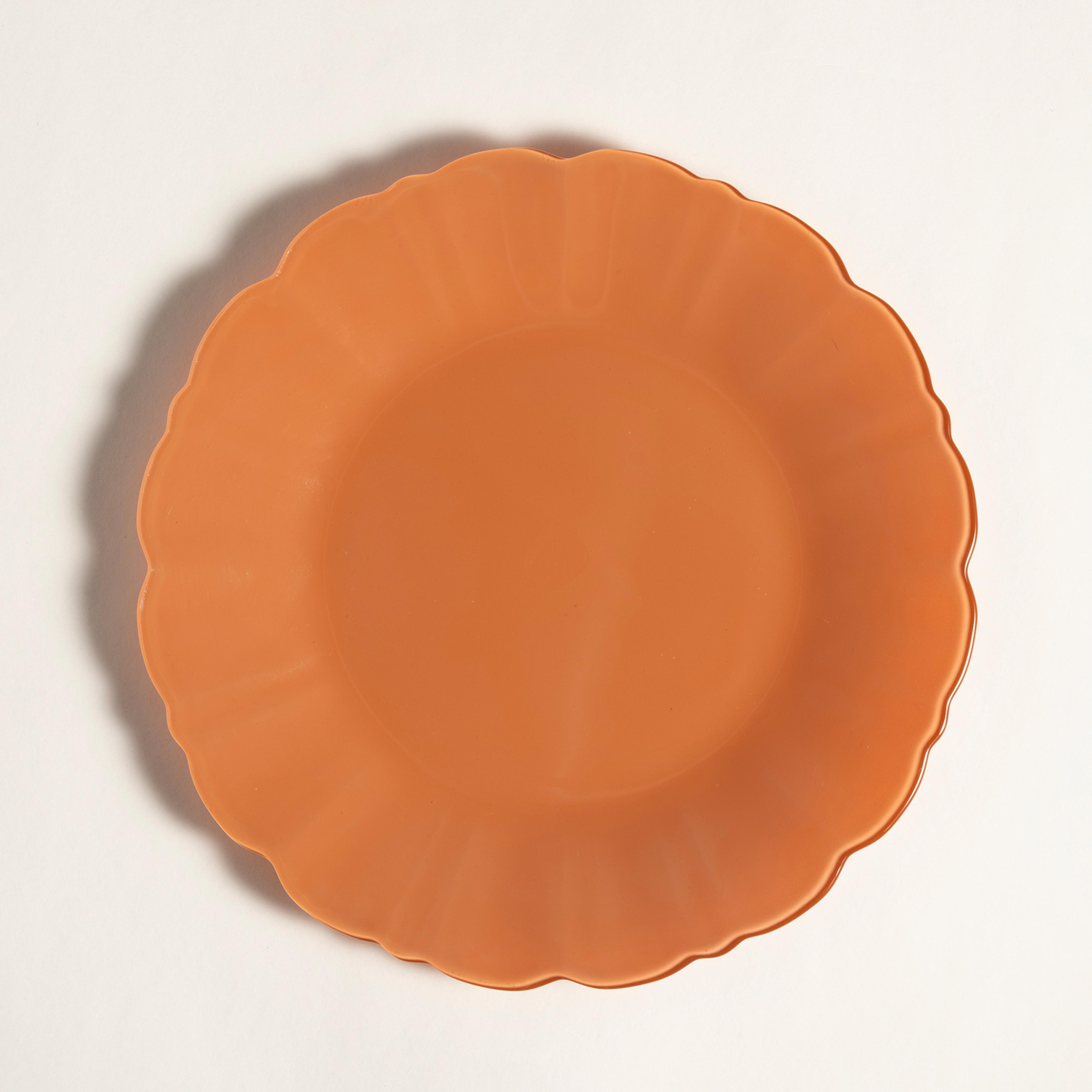 Balat Cam Servis Tabağı 28x28x2,2 Cm Turuncu