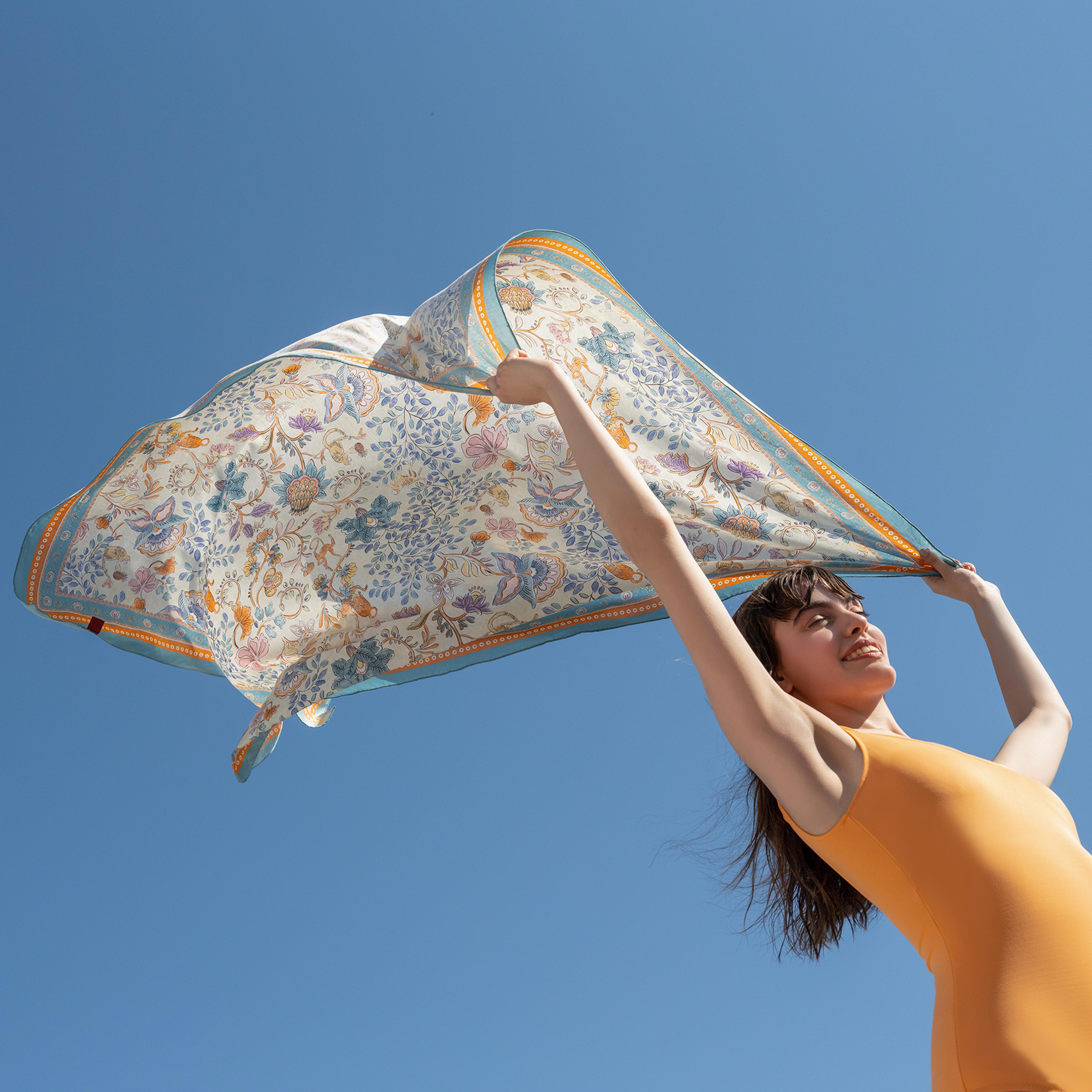 Pera Dijital Baskılı Pamuk Pamuk İpek Pareo 140x140 Cm Renkli