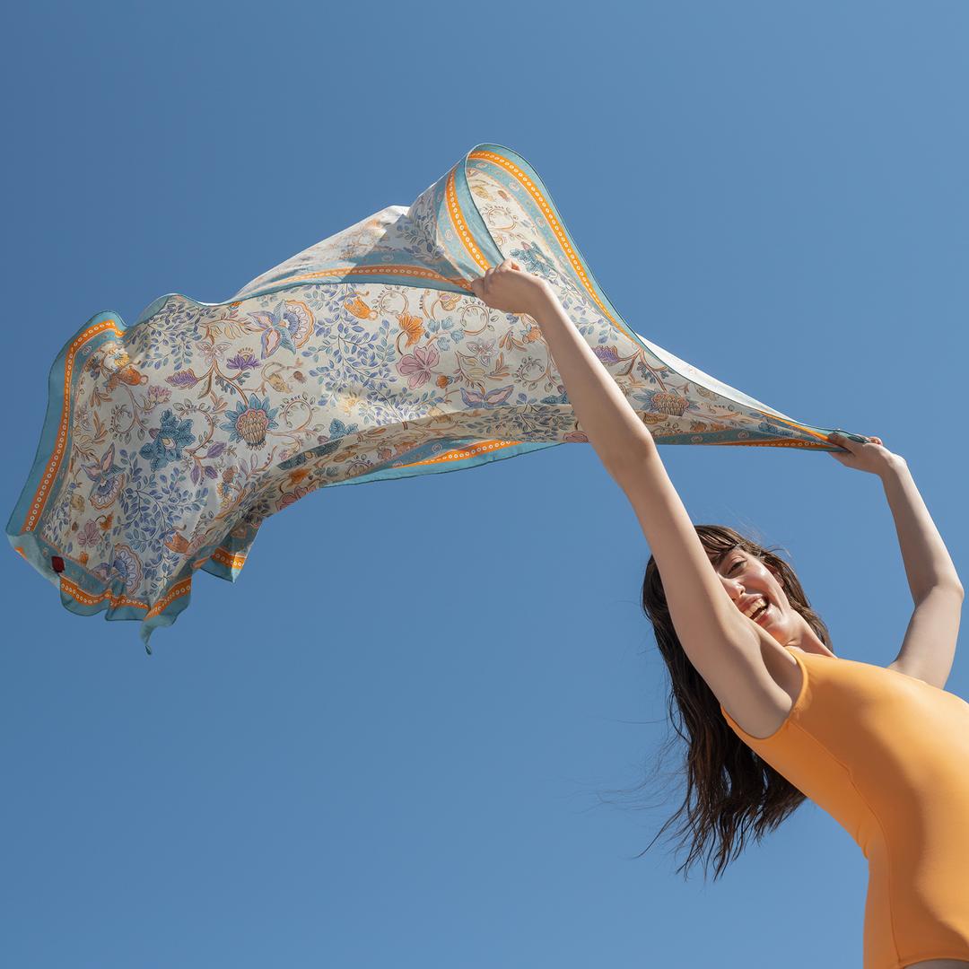 Pera Dijital Baskılı Pamuk Pamuk İpek Pareo 140x140 Cm Renkli