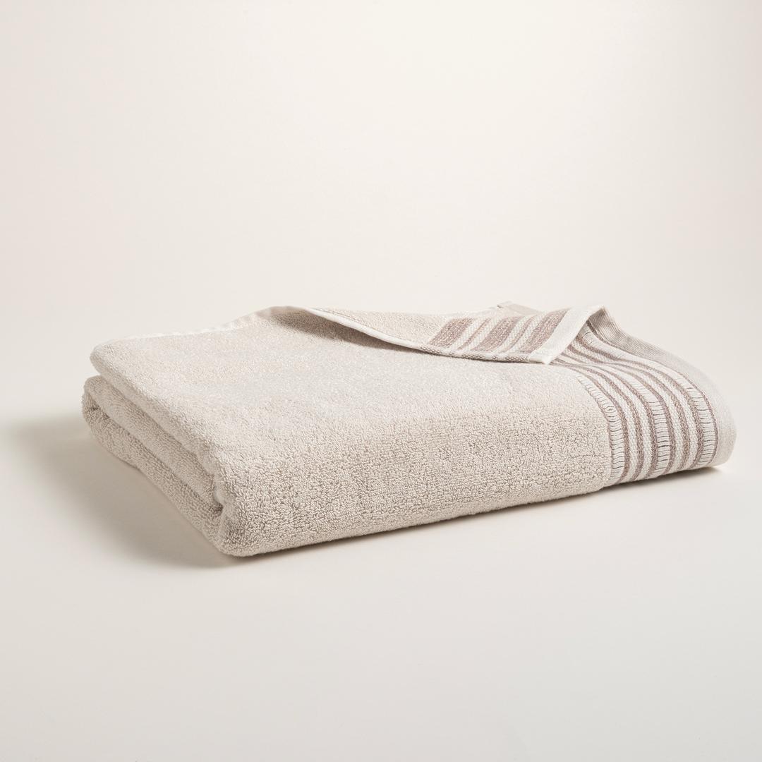 Vıseu Jakar Bordürlü Pamuk %100 Pamuk Banyo Havlusu 90x150 Cm Bej