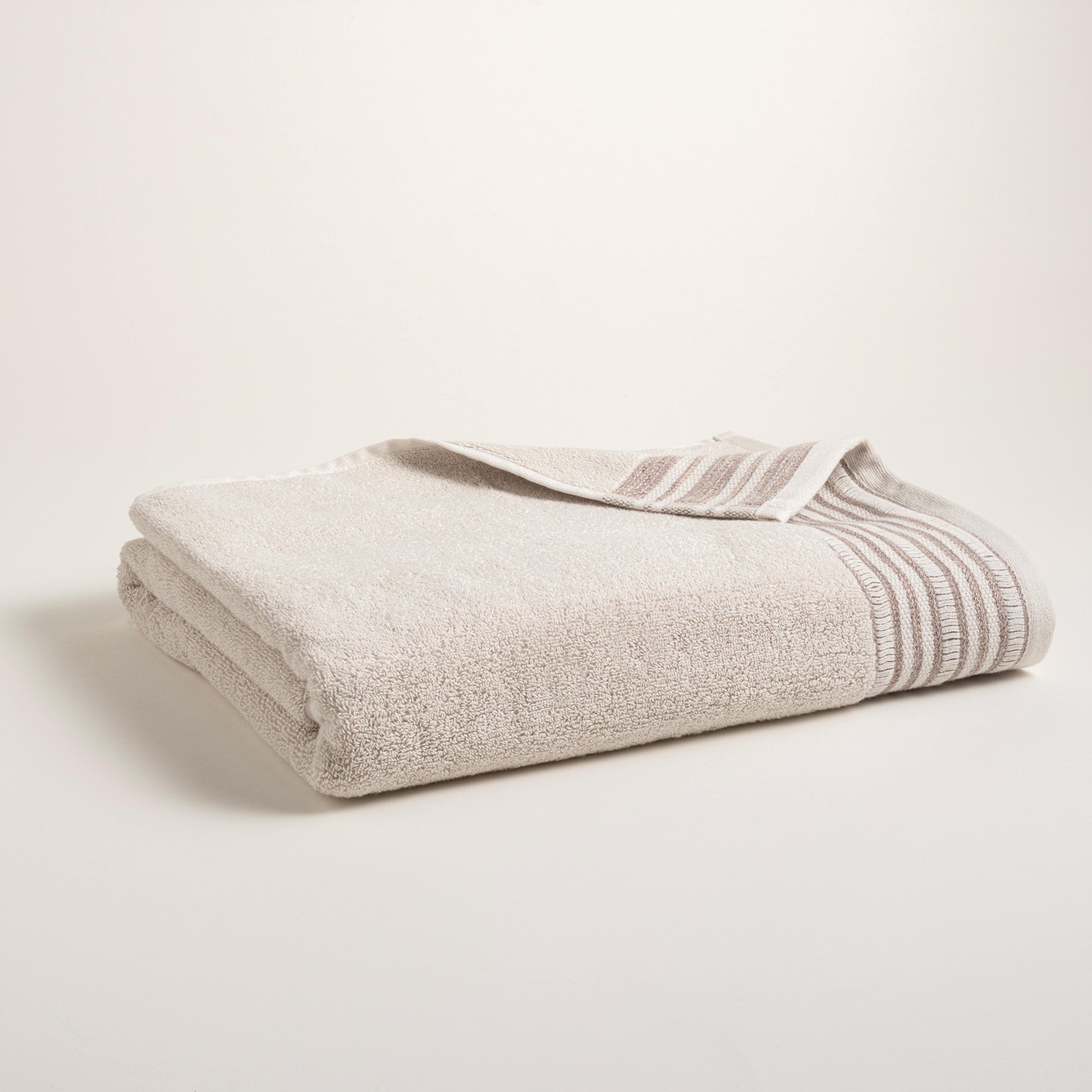 Vıseu Jakar Bordürlü Pamuk %100 Pamuk Banyo Havlusu 90x150 Cm Bej