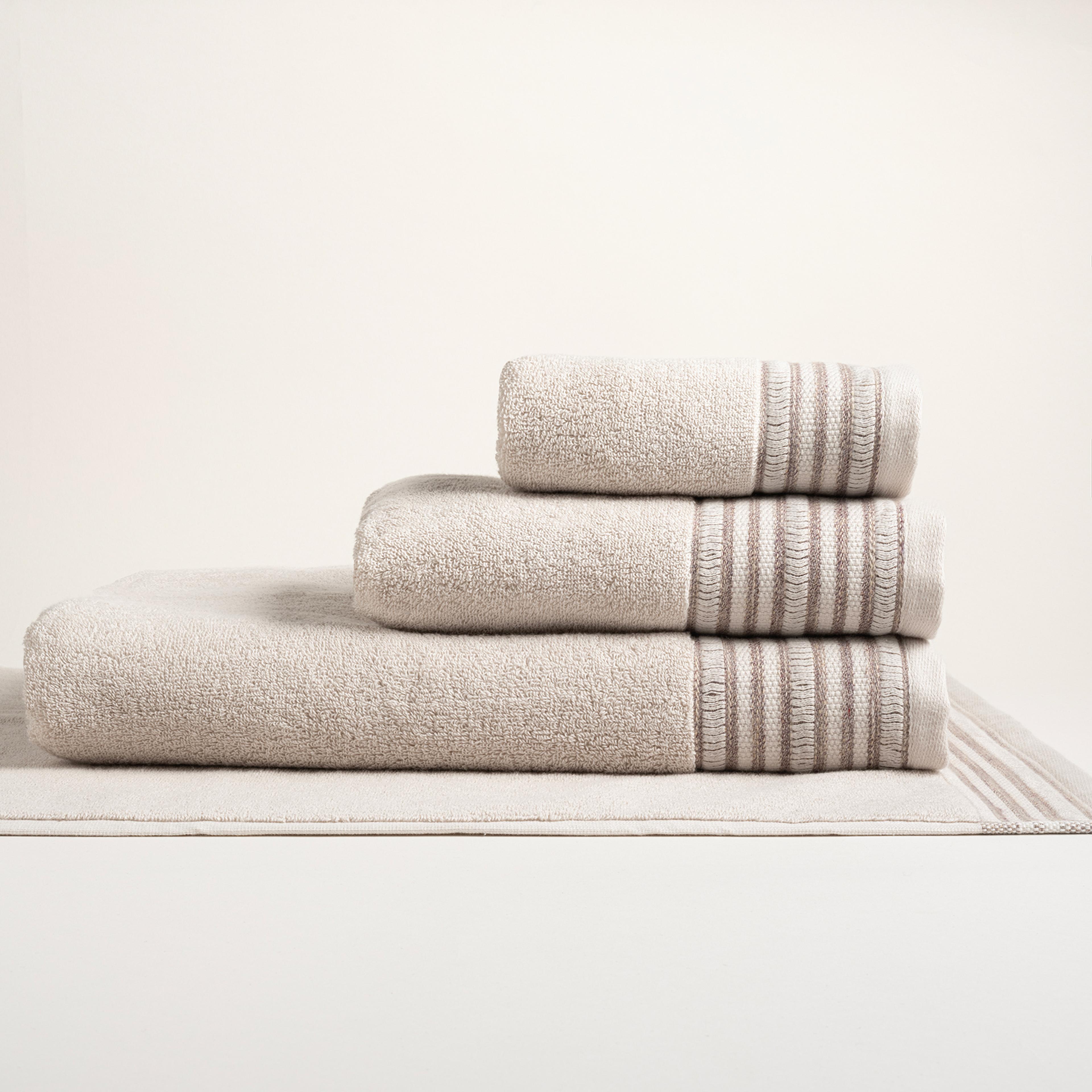 Vıseu Jakar Bordürlü Pamuk %100 Pamuk Banyo Havlusu 90x150 Cm Bej