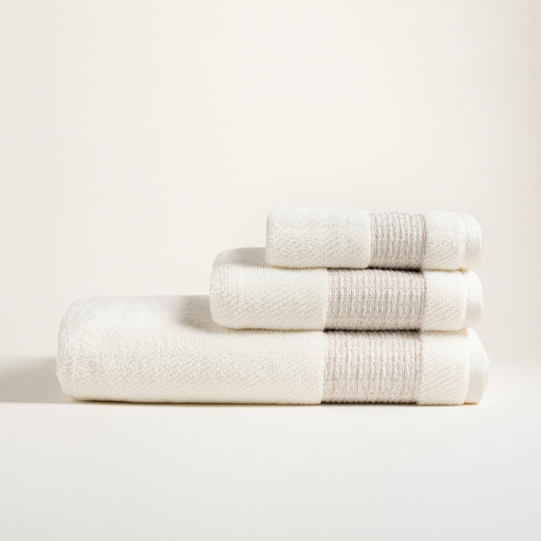 Vıseu Verevli Jakar Bordürlü Pamuk %100 Pamuk Banyo Havlusu 90x150 Cm Ekru