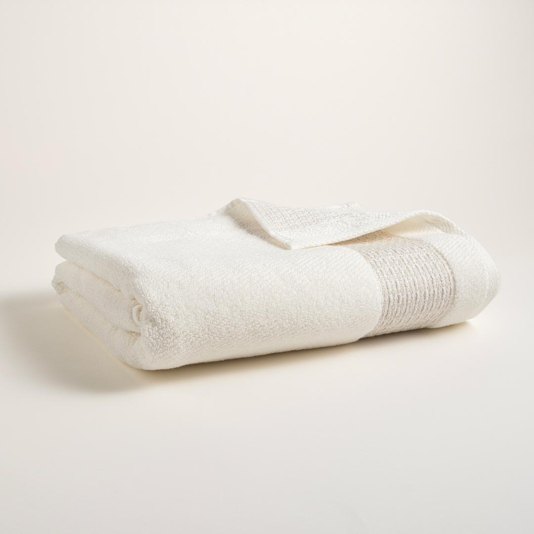 Vıseu Verevli Jakar Bordürlü Pamuk %100 Pamuk Banyo Havlusu 90x150 Cm Ekru