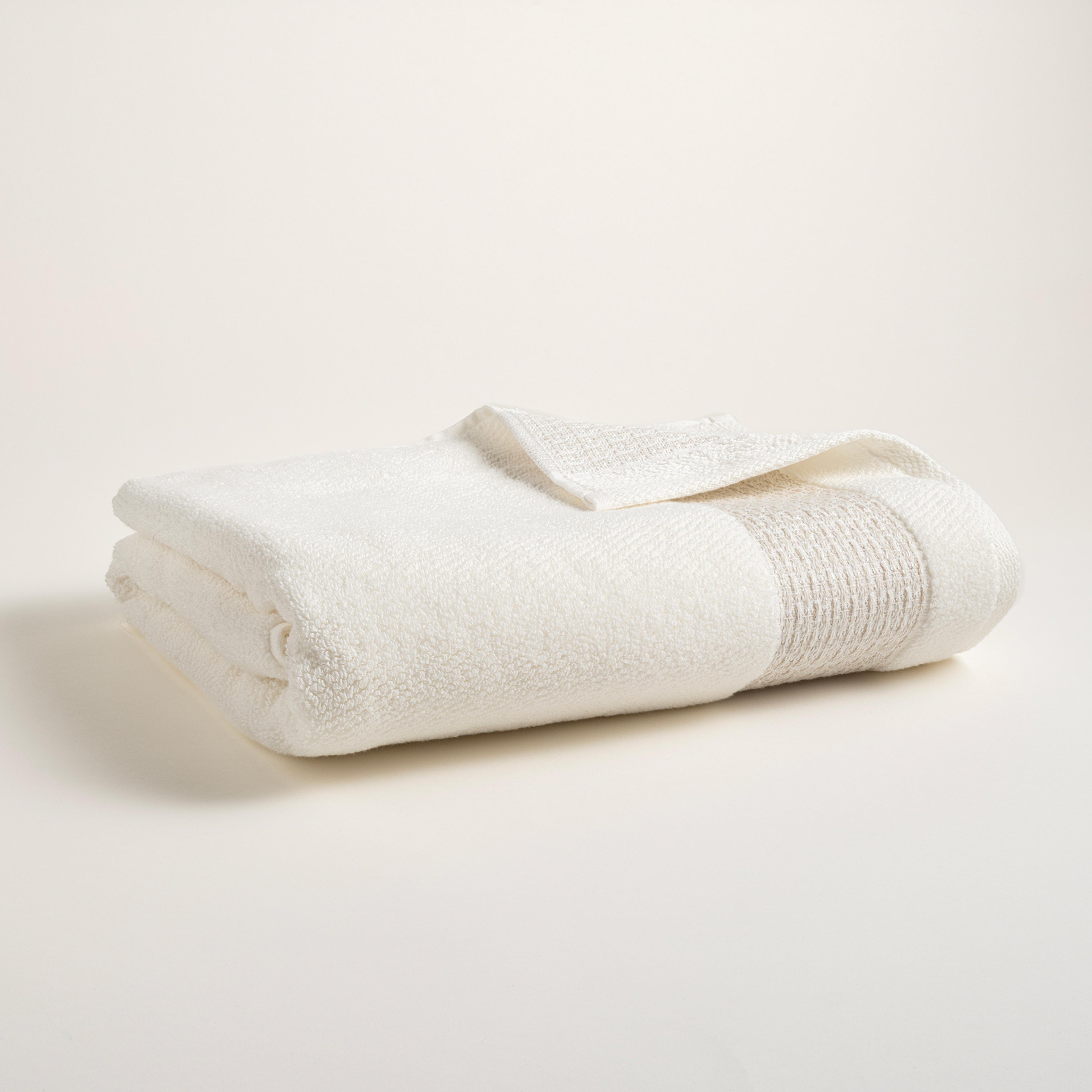 Vıseu Verevli Jakar Bordürlü Pamuk %100 Pamuk Banyo Havlusu 90x150 Cm Ekru