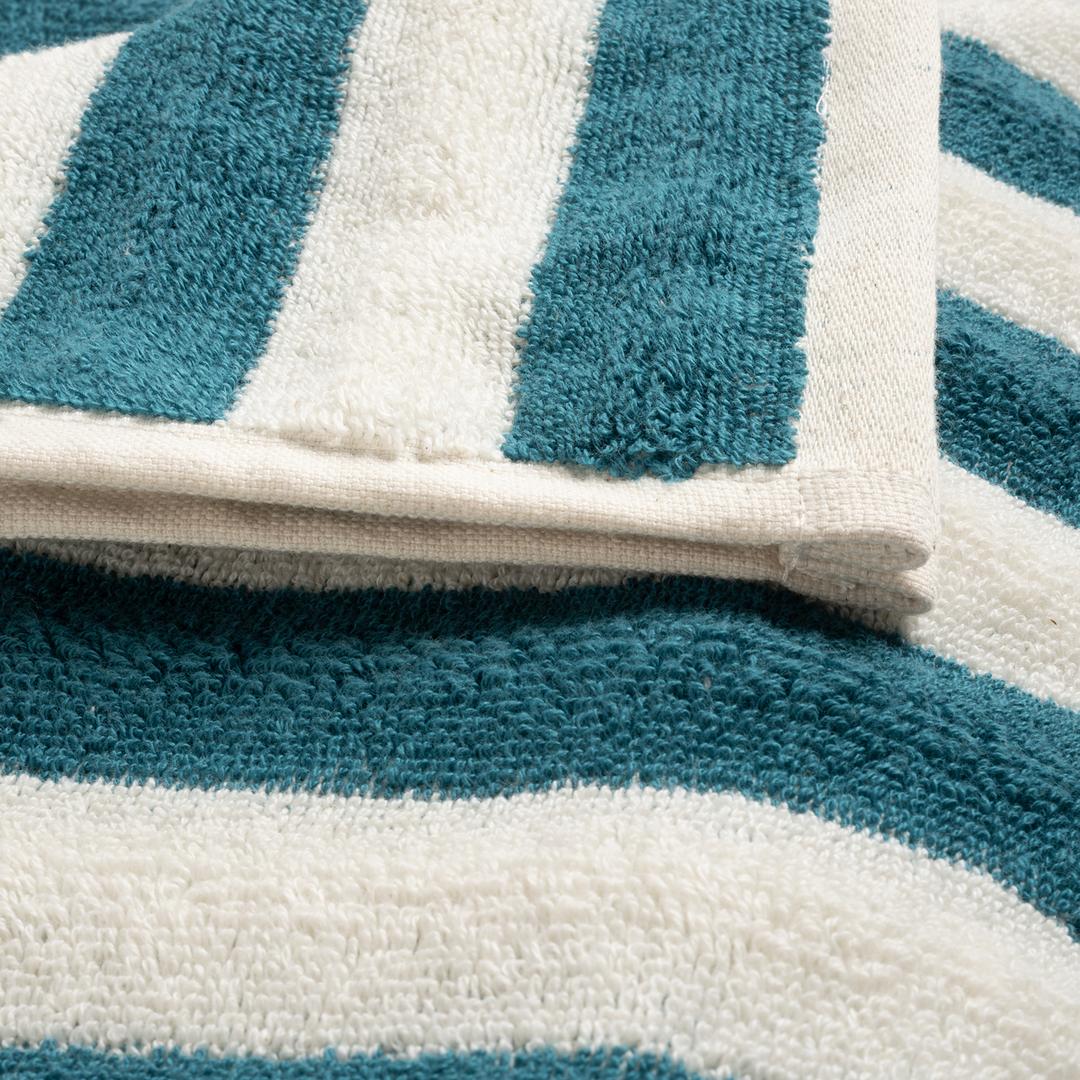 Ornaz İplik Boyalı Çizgili Pamuk %100 Pamuk Banyo Havlusu 90x150 Cm Natürel - Lacıvert