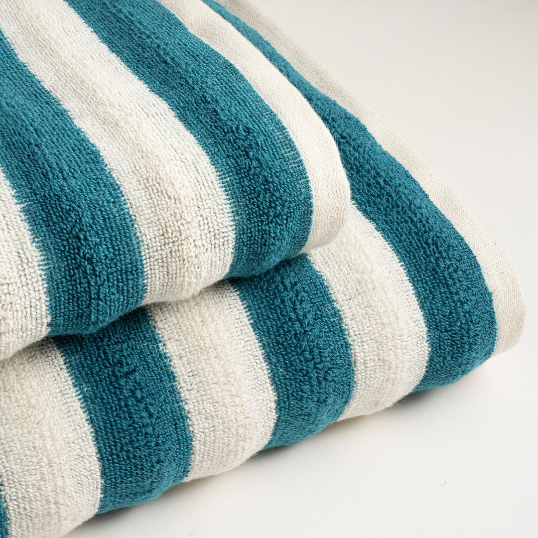 Ornaz İplik Boyalı Çizgili Pamuk %100 Pamuk Banyo Havlusu 90x150 Cm Natürel - Lacıvert