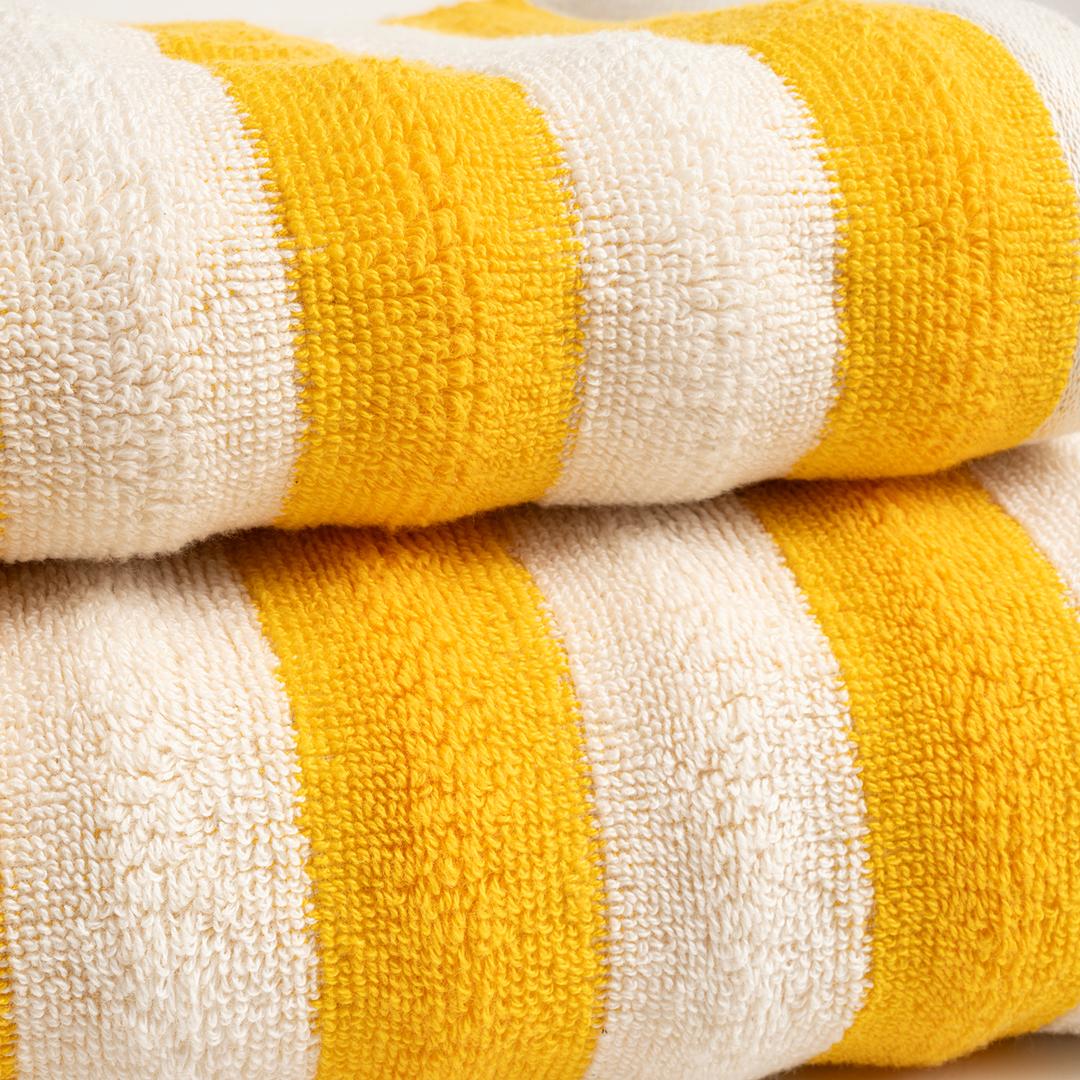 Ornaz İplik Boyalı Çizgili Pamuk %100 Pamuk Banyo Havlusu 90x150 Cm Natürel - Sarı