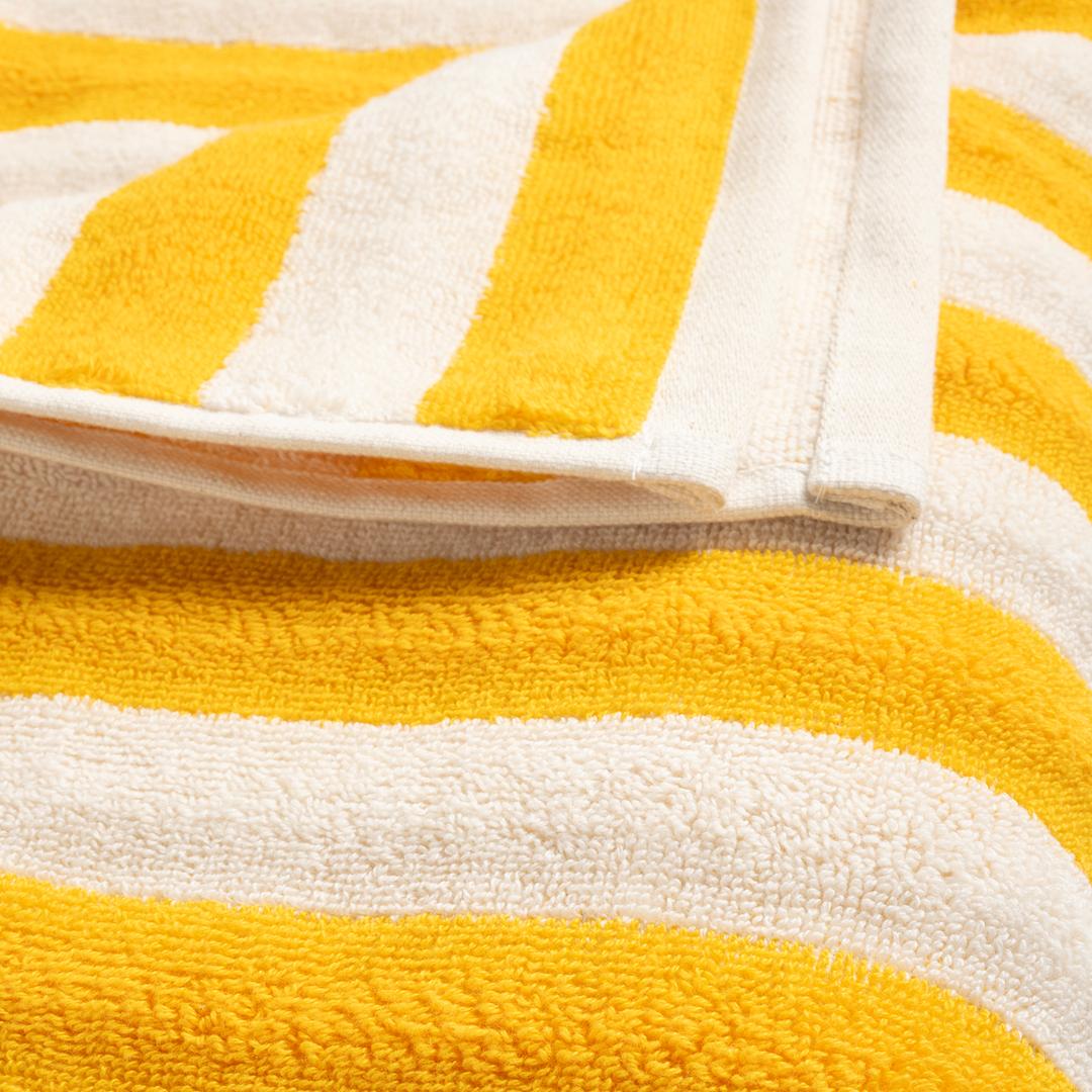 Ornaz İplik Boyalı Çizgili Pamuk %100 Pamuk Banyo Havlusu 90x150 Cm Natürel - Sarı