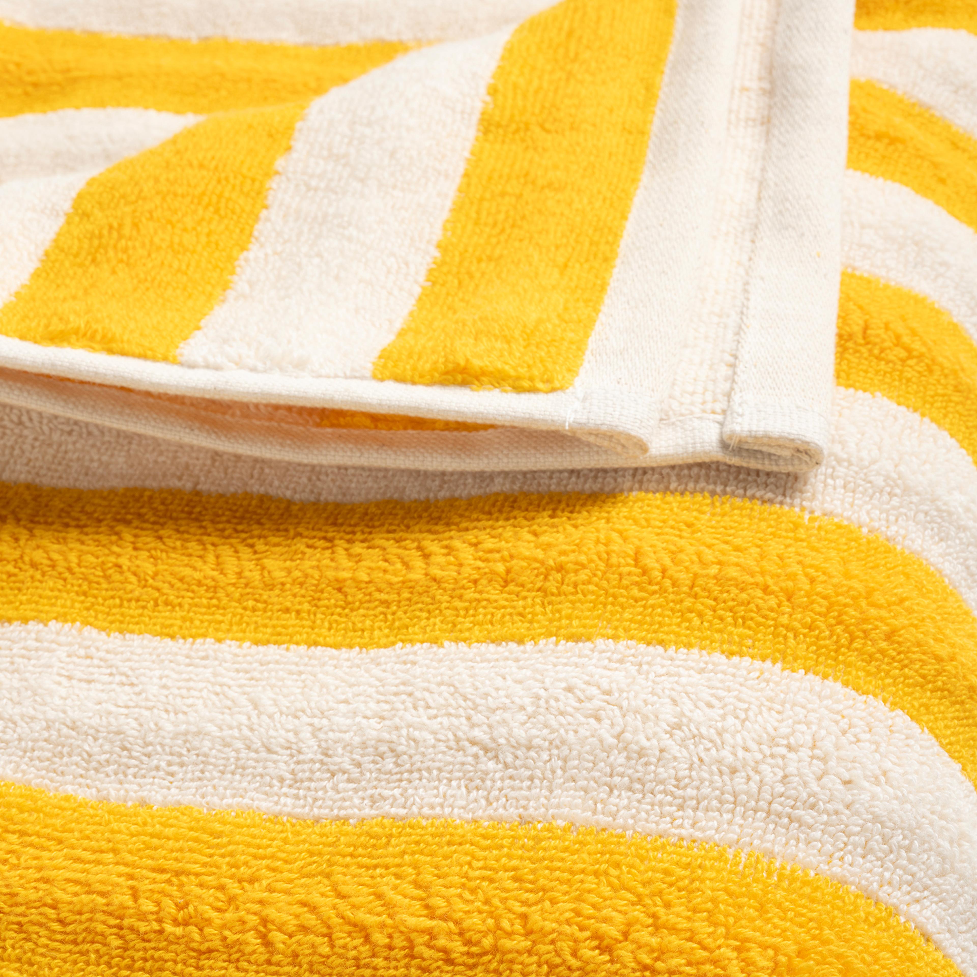 Ornaz İplik Boyalı Çizgili Pamuk %100 Pamuk Banyo Havlusu 90x150 Cm Natürel - Sarı