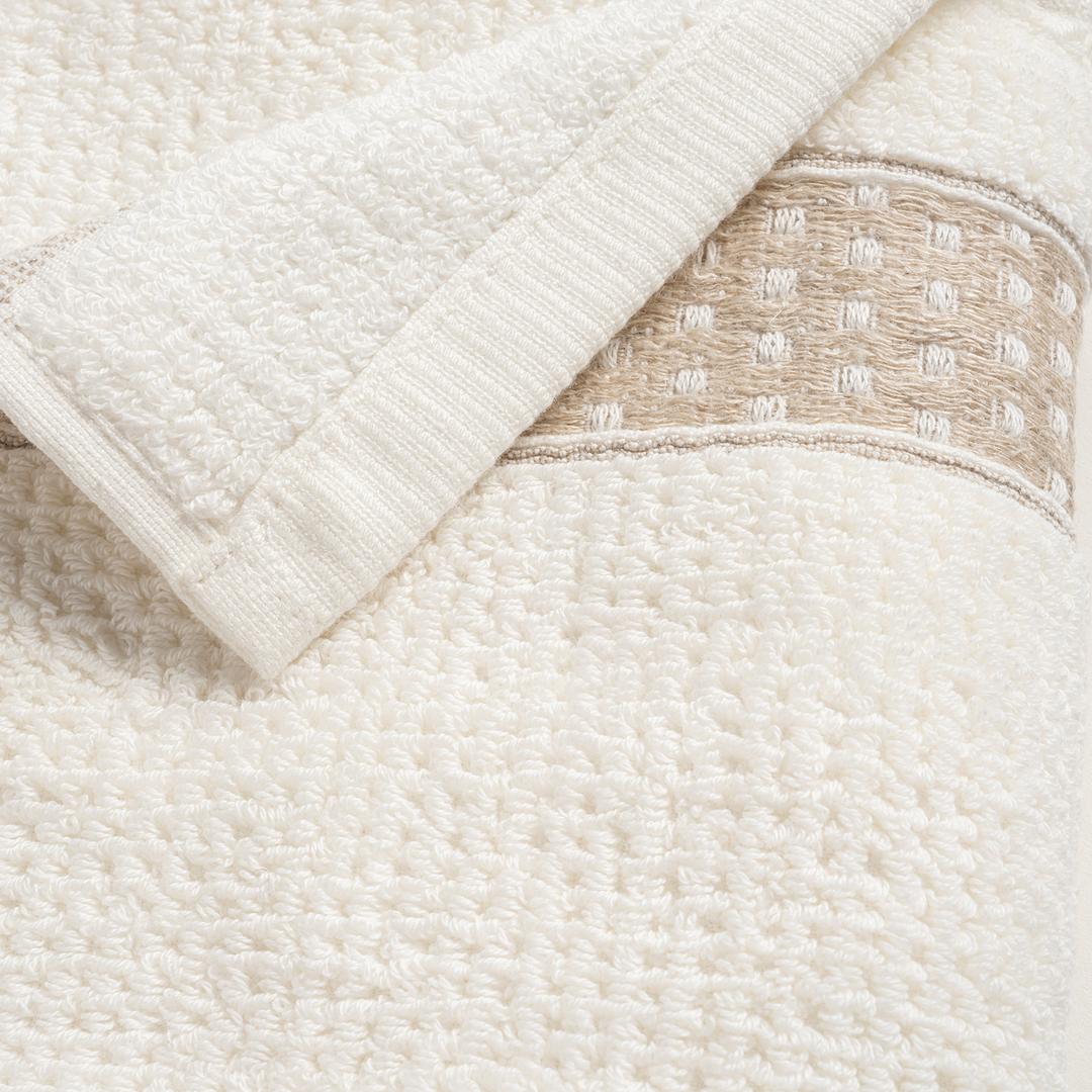 Vıseu Dar Jakar Bordürlü Pamuk %100 Pamuk El Havlusu 30x50 Cm Ekru