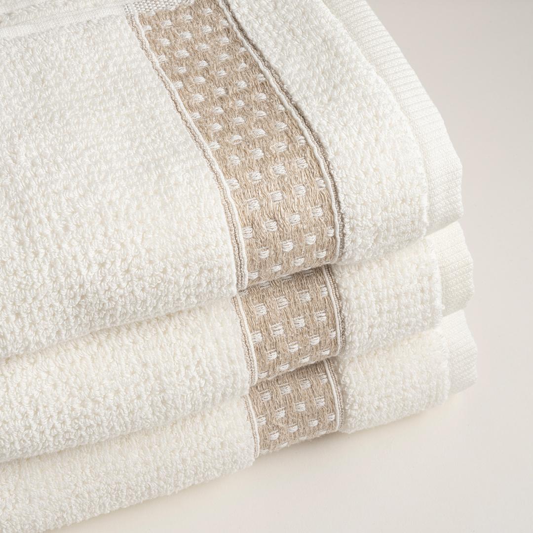 Vıseu Dar Jakar Bordürlü Pamuk %100 Pamuk El Havlusu 30x50 Cm Ekru