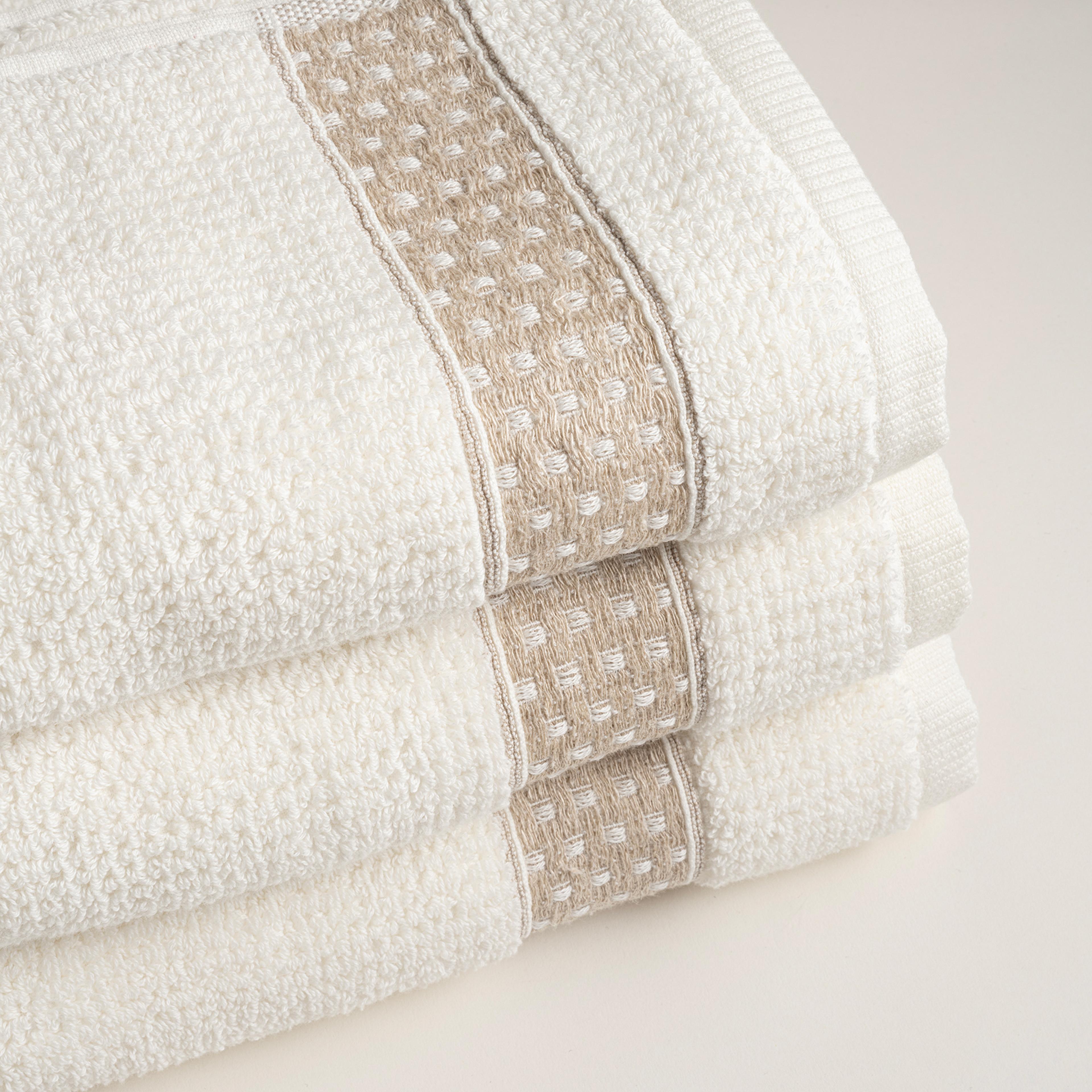 Vıseu Dar Jakar Bordürlü Pamuk %100 Pamuk El Havlusu 30x50 Cm Ekru