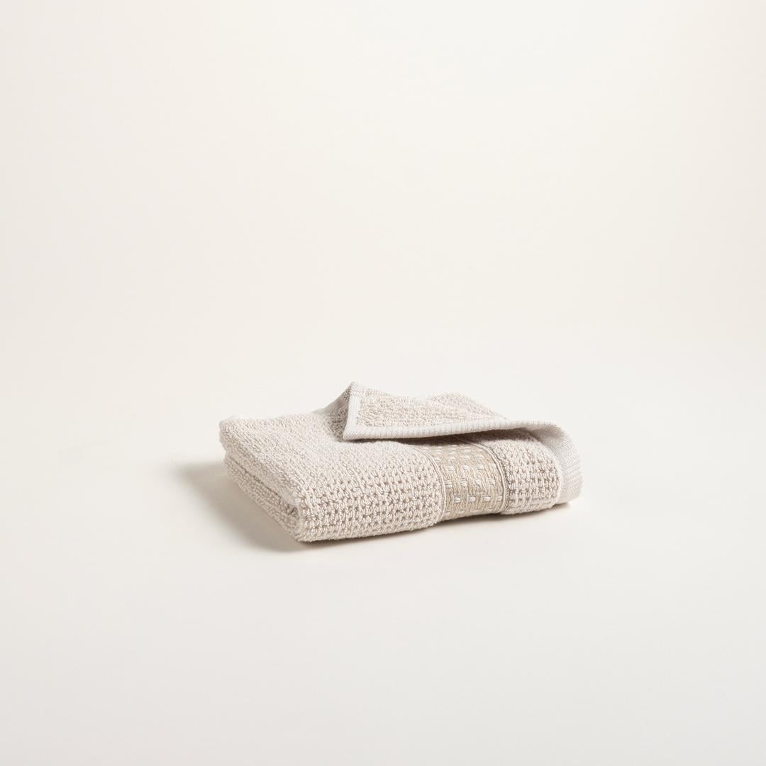 Vıseu Dar Jakar Bordürlü Pamuk %100 Pamuk El Havlusu 30x50 Cm Bej