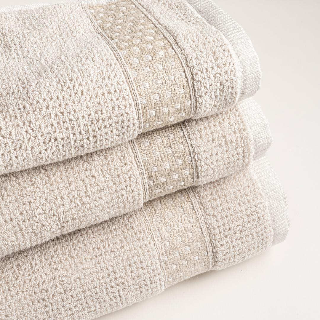 Vıseu Dar Jakar Bordürlü Pamuk %100 Pamuk El Havlusu 30x50 Cm Bej