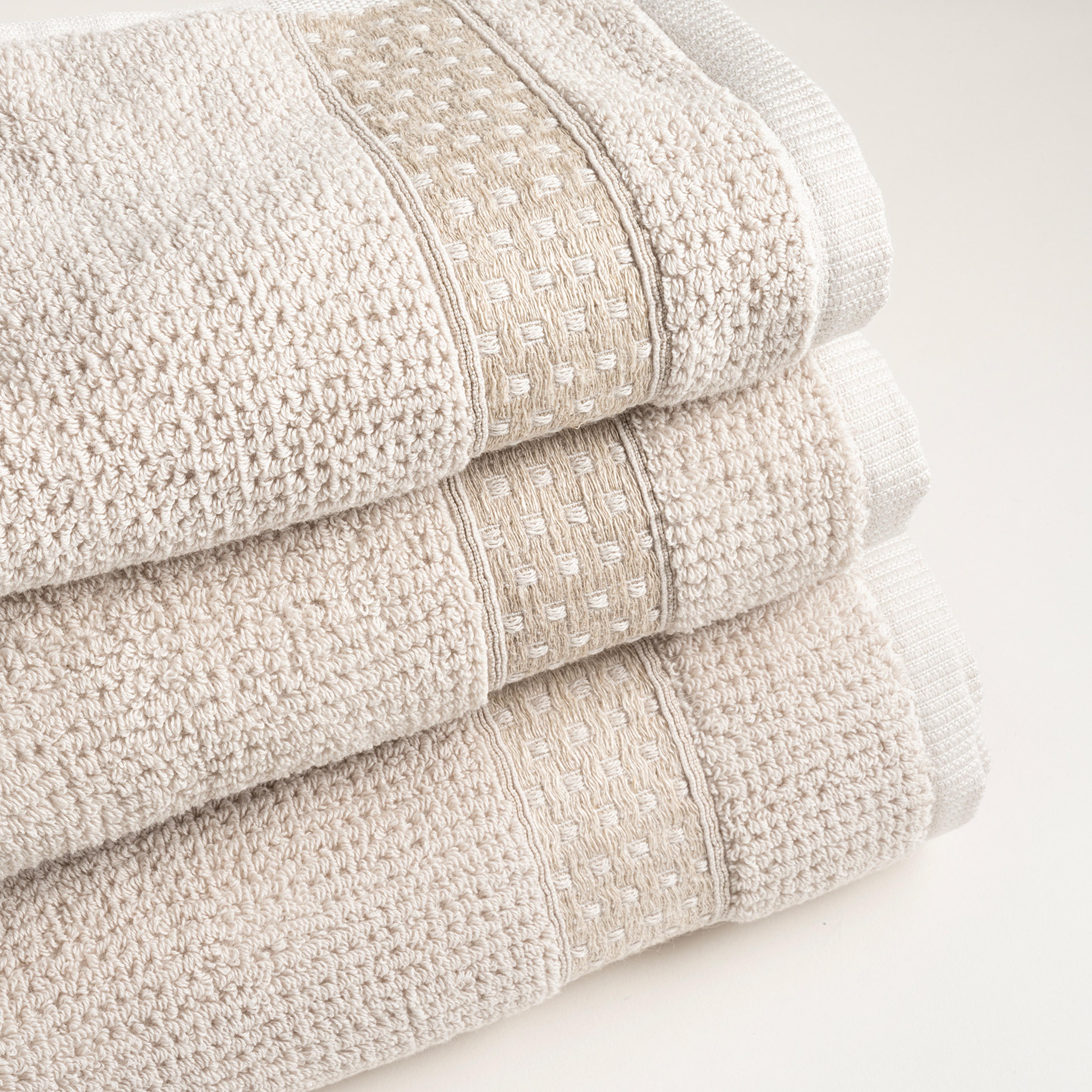 Vıseu Dar Jakar Bordürlü Pamuk %100 Pamuk El Havlusu 30x50 Cm Bej