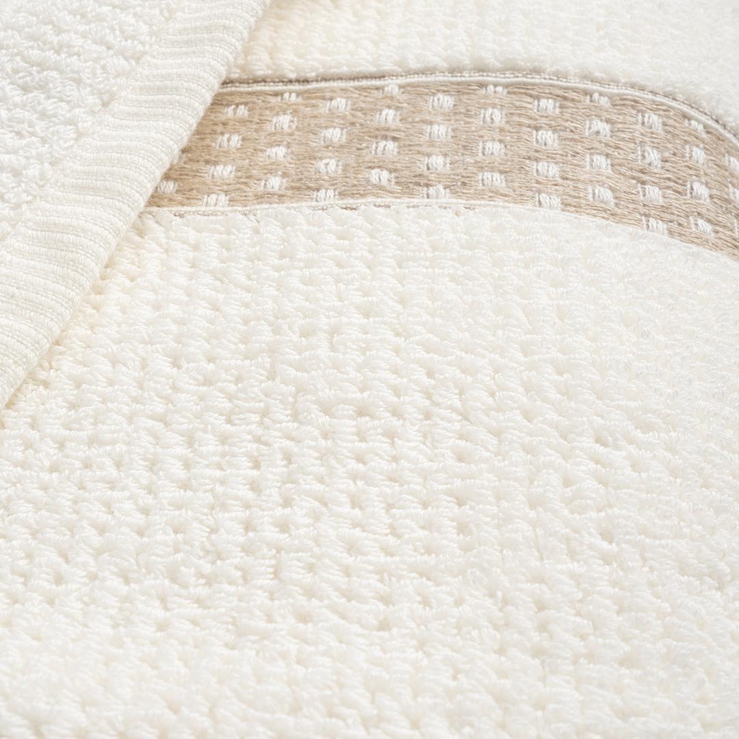 Vıseu Dar Jakar Bordürlü Pamuk %100 Pamuk Yüz Havlusu 50x90 Cm Ekru