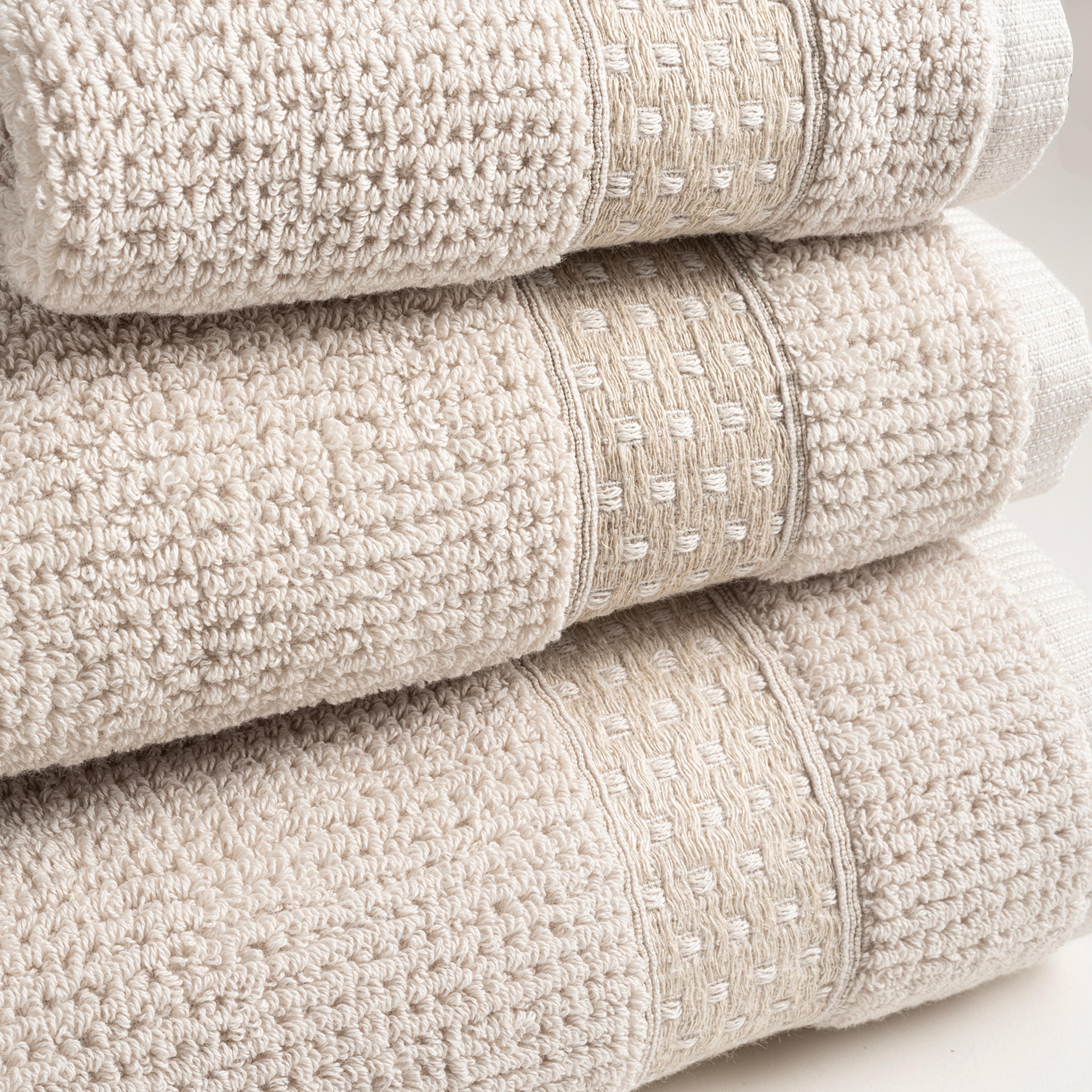 Vıseu Dar Jakar Bordürlü Pamuk %100 Pamuk Yüz Havlusu 50x90 Cm Bej