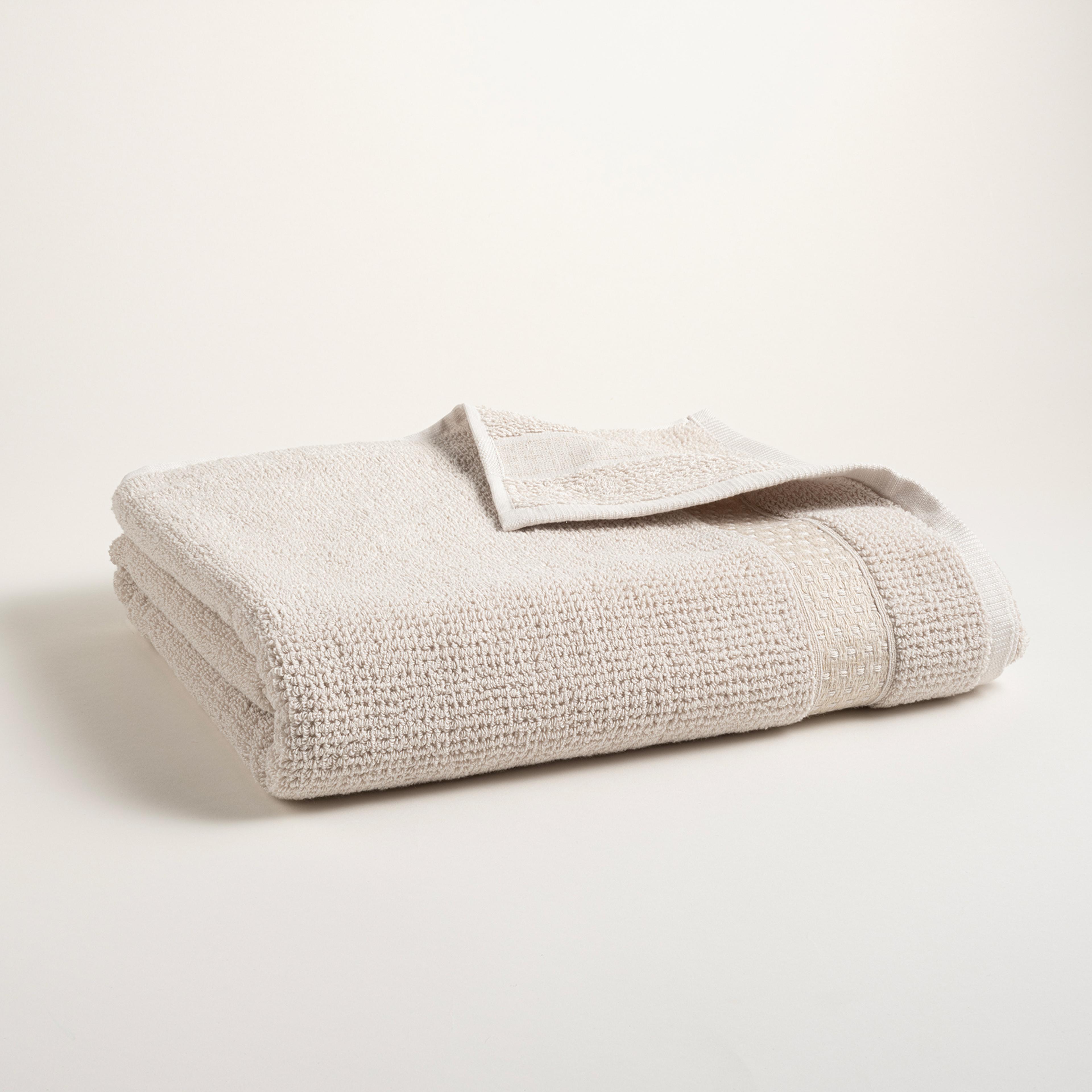 Vıseu Dar Jakar Bordürlü Pamuk %100 Pamuk Banyo Havlusu 90x150 Cm Bej