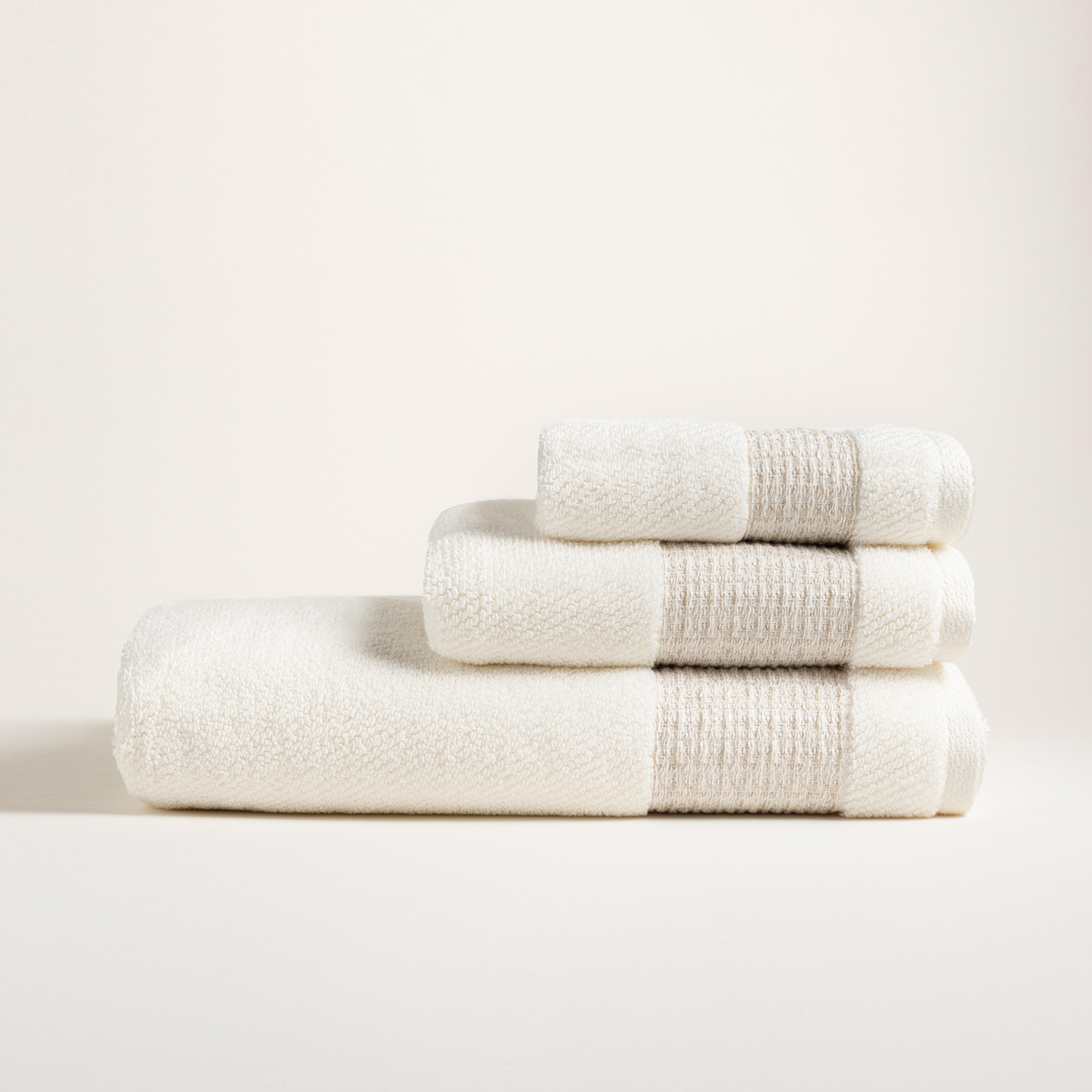 Vıseu Verevli Jakar Bordürlü Pamuk %100 Pamuk El Havlusu 30x50 Cm Ekru