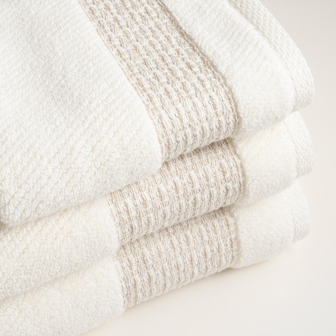 Vıseu Verevli Jakar Bordürlü Pamuk %100 Pamuk El Havlusu 30x50 Cm Ekru