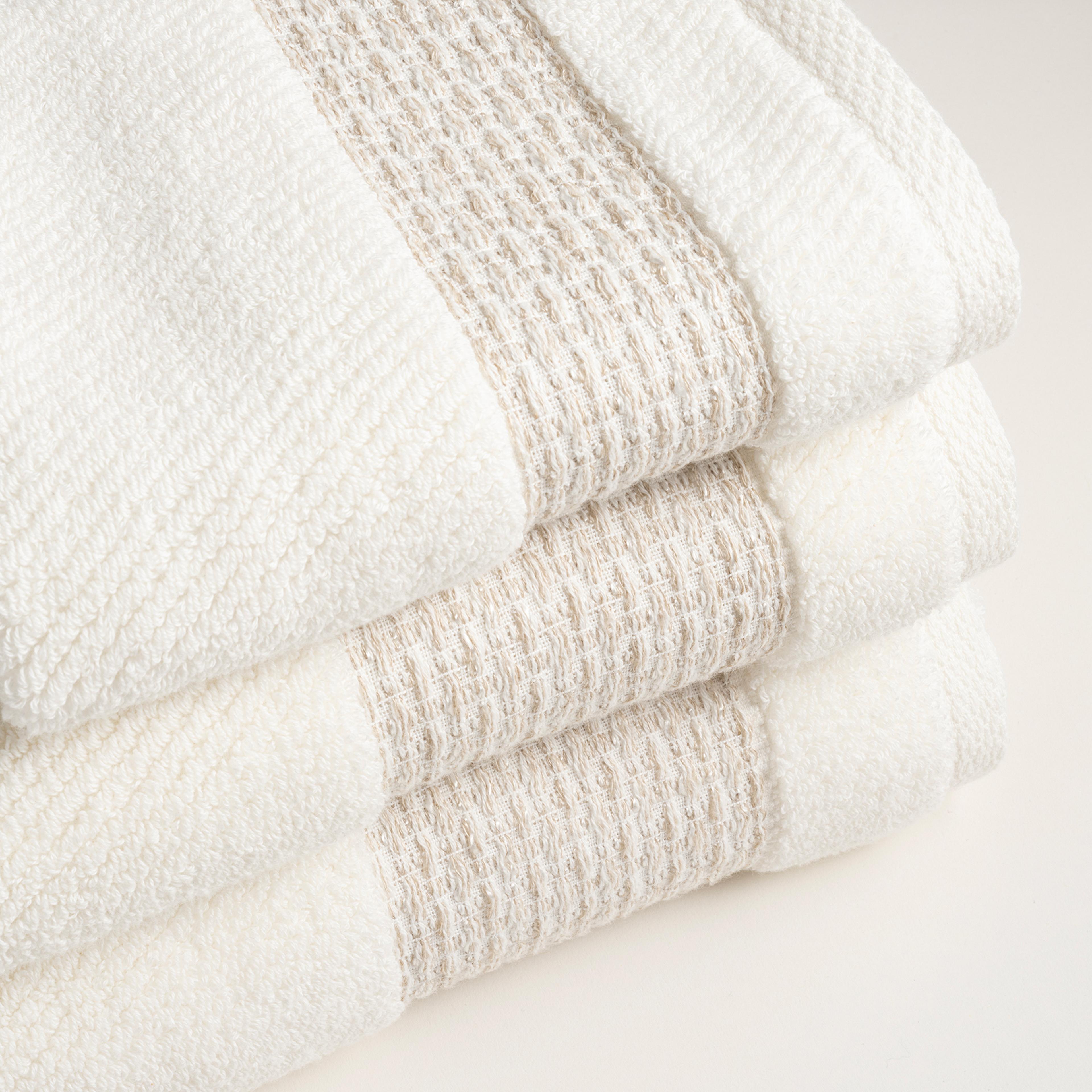 Vıseu Verevli Jakar Bordürlü Pamuk %100 Pamuk El Havlusu 30x50 Cm Ekru