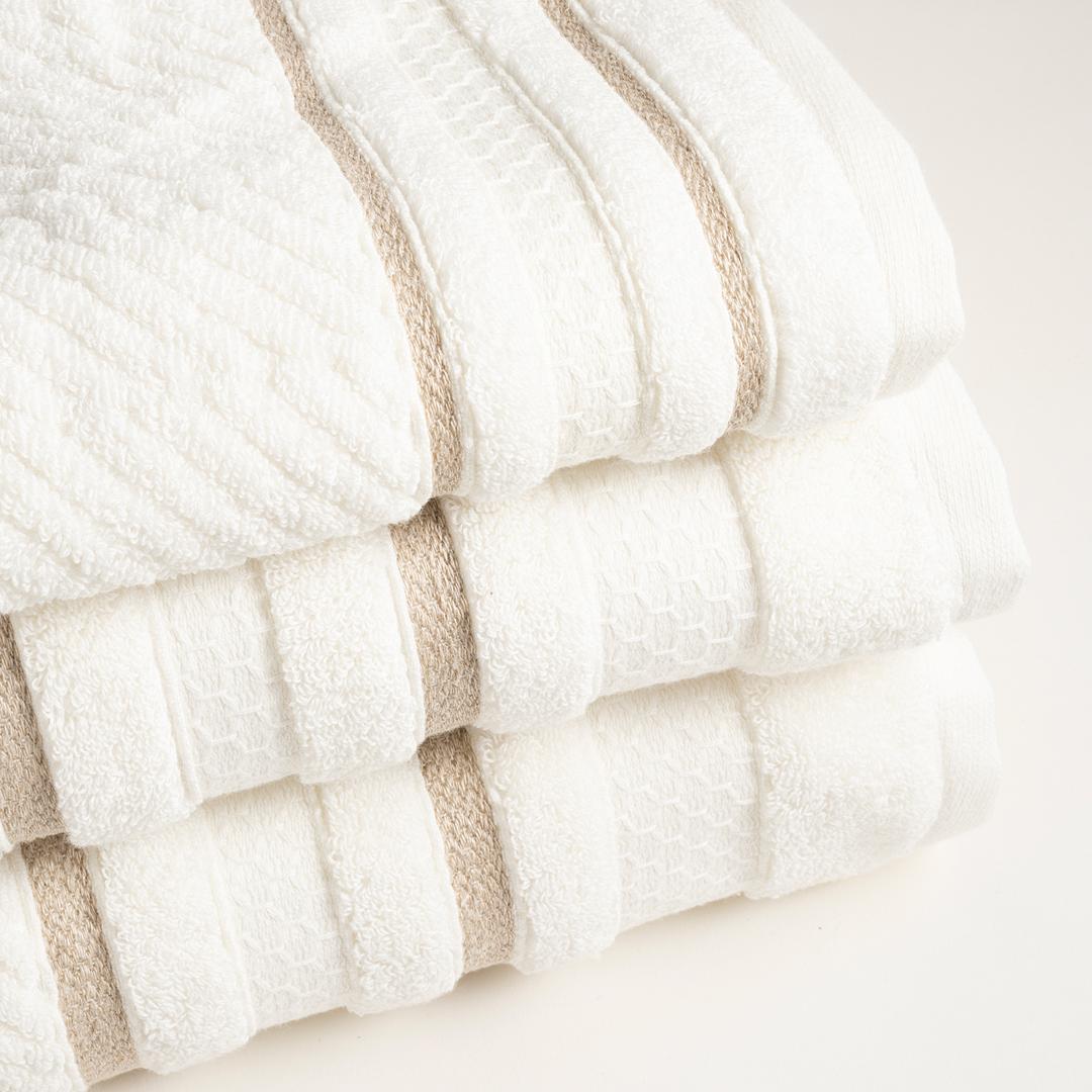 Vıseu Geniş Jakar Bordürlü Pamuk %100 Pamuk Banyo Havlusu 90x150 Cm Ekru