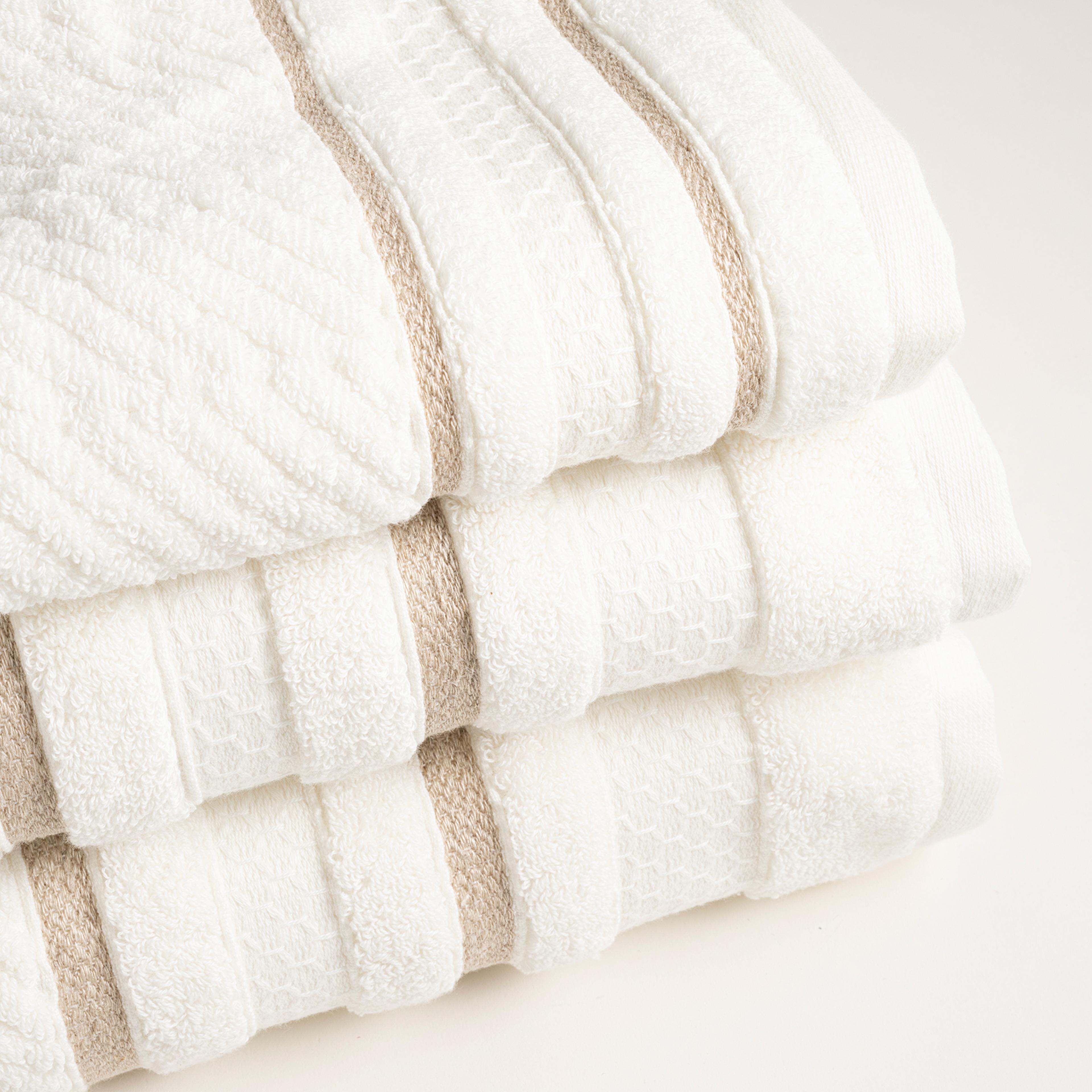 Vıseu Geniş Jakar Bordürlü Pamuk %100 Pamuk Banyo Havlusu 90x150 Cm Ekru